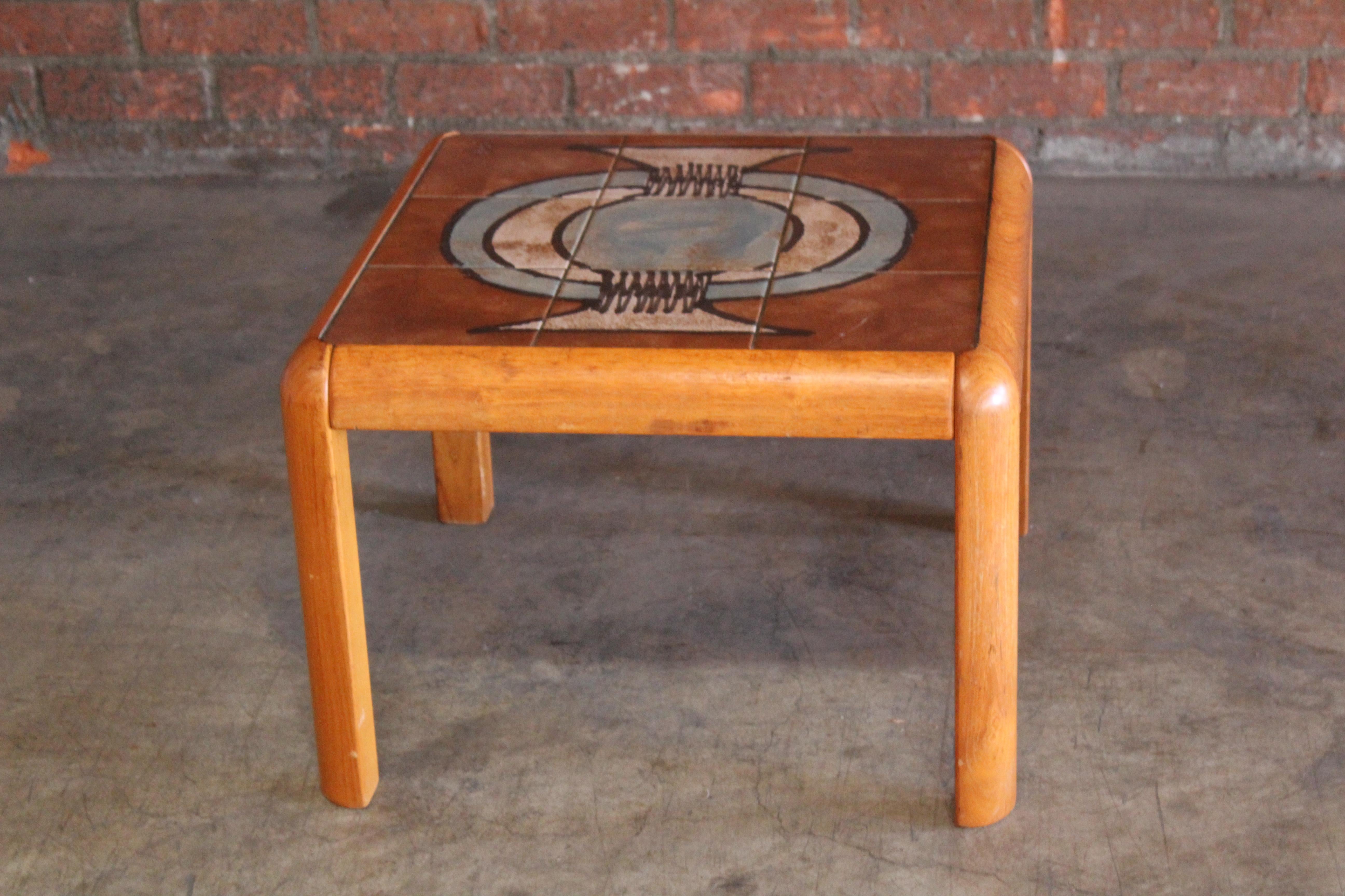 1960s Danish Teak Side Table with Tile Top 1