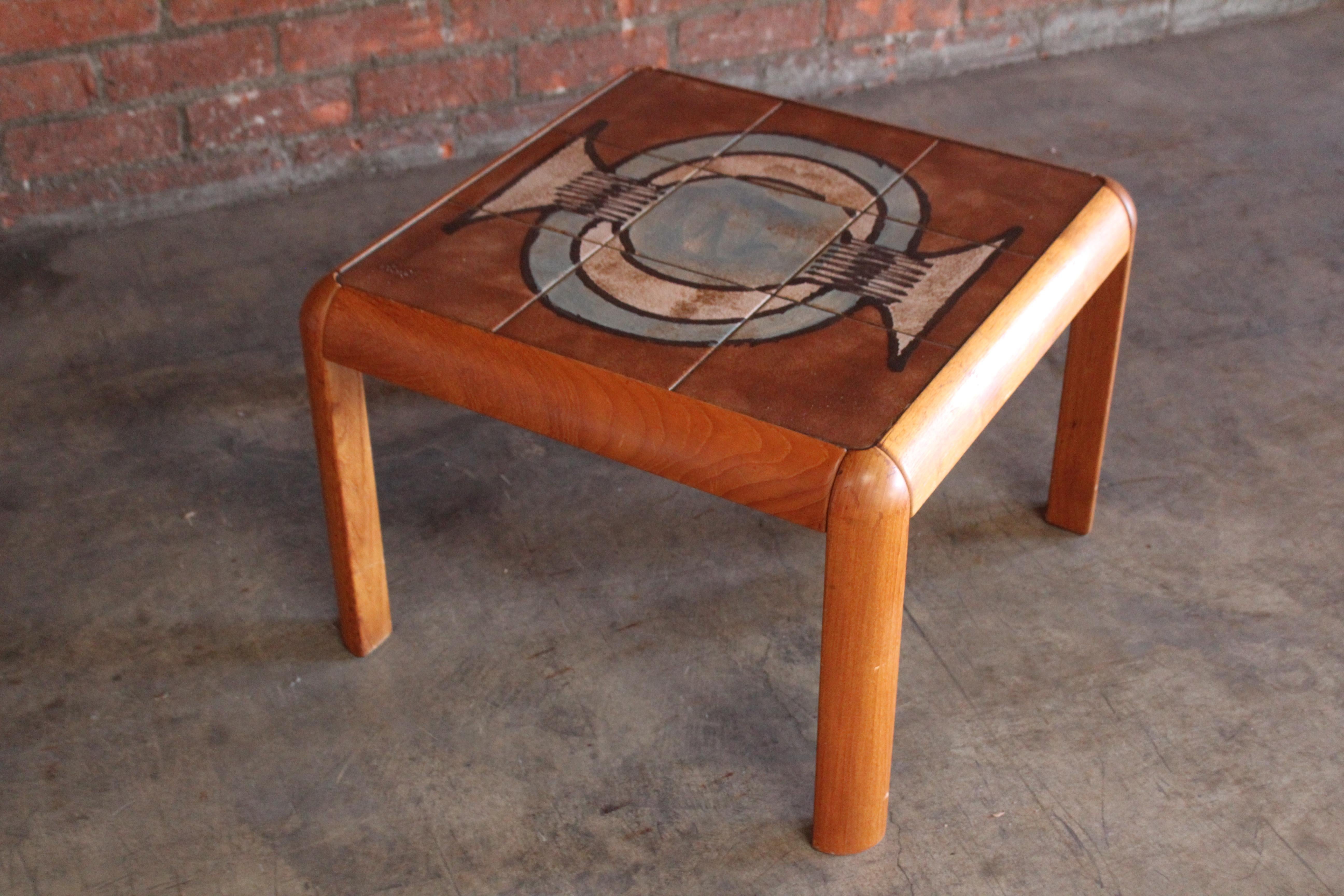 1960s Danish Teak Side Table with Tile Top 3