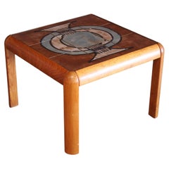 1960s Danish Teak Side Table with Tile Top