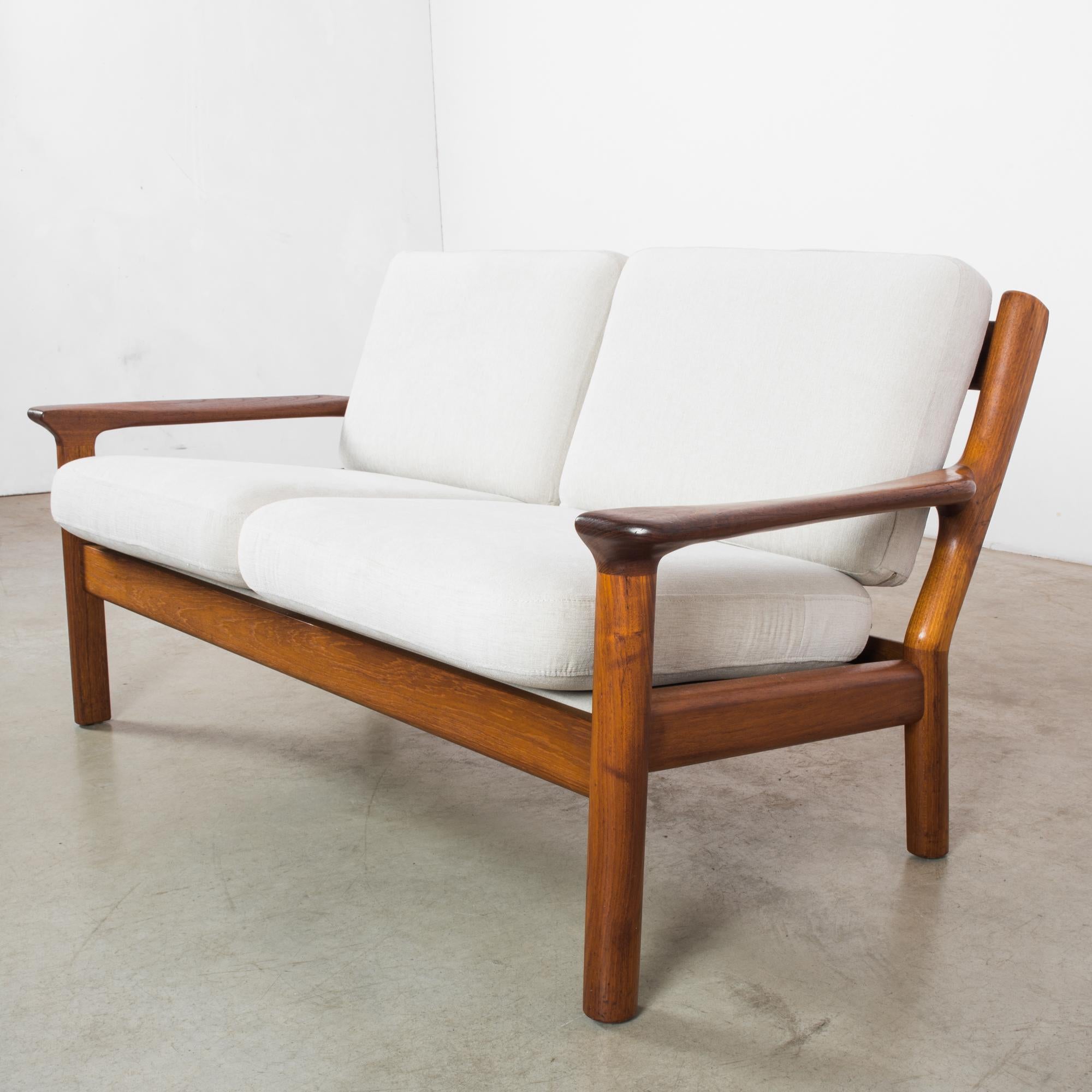 1960s Danish Teak Sofa with Upholstered Seat and Back 3
