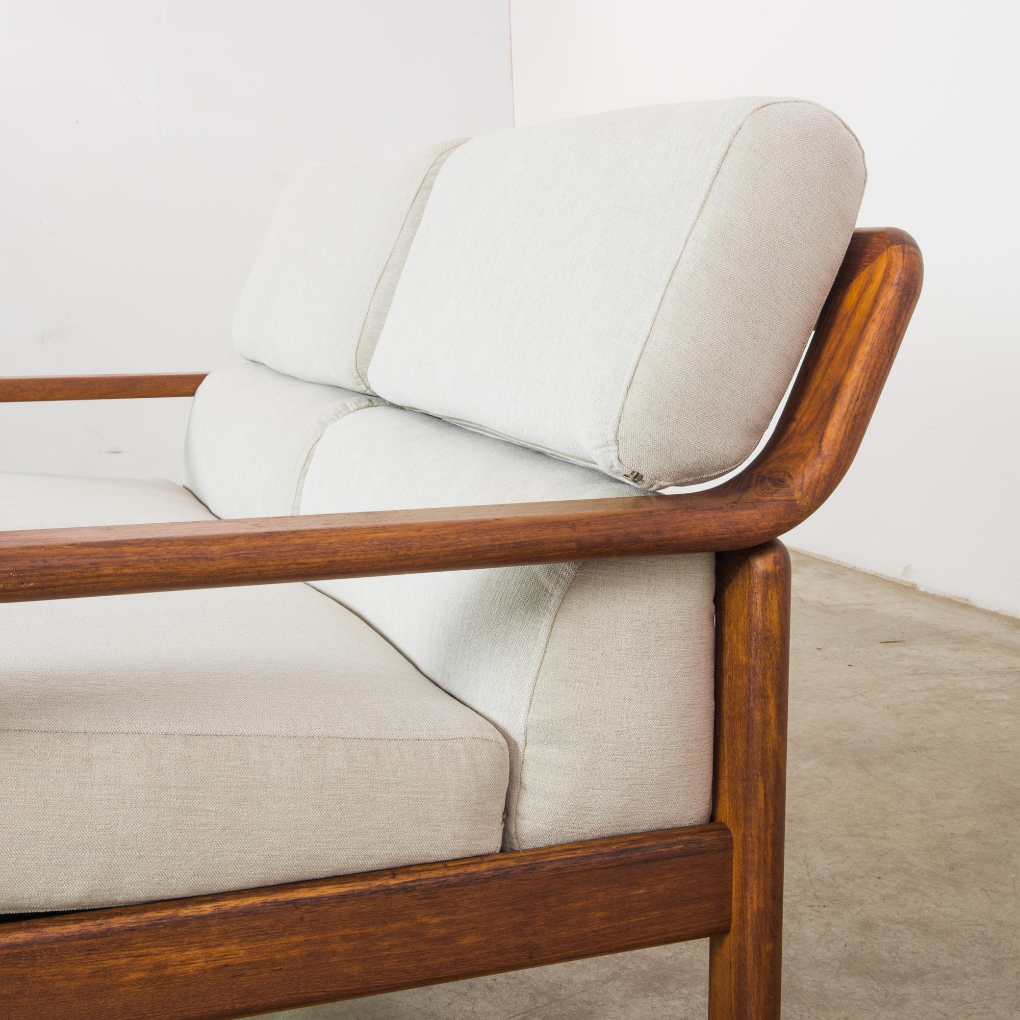 1960s Danish Teak Sofa with Upholstered Seat and Back 4