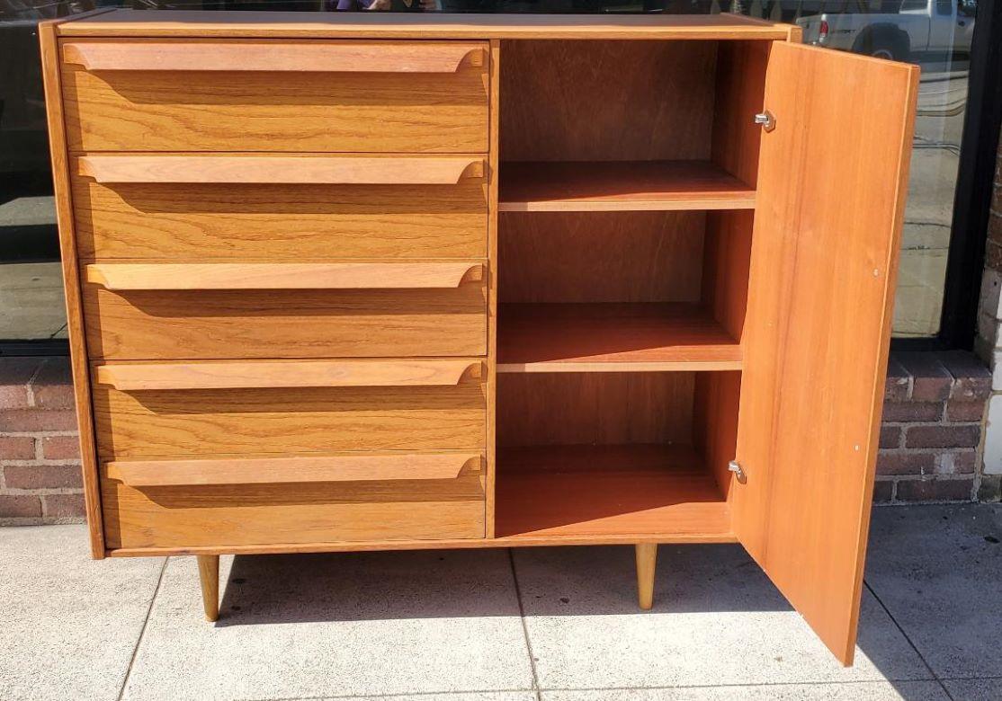 1960s Danish Teak Tall Wardrobe Cabinet For Sale 7
