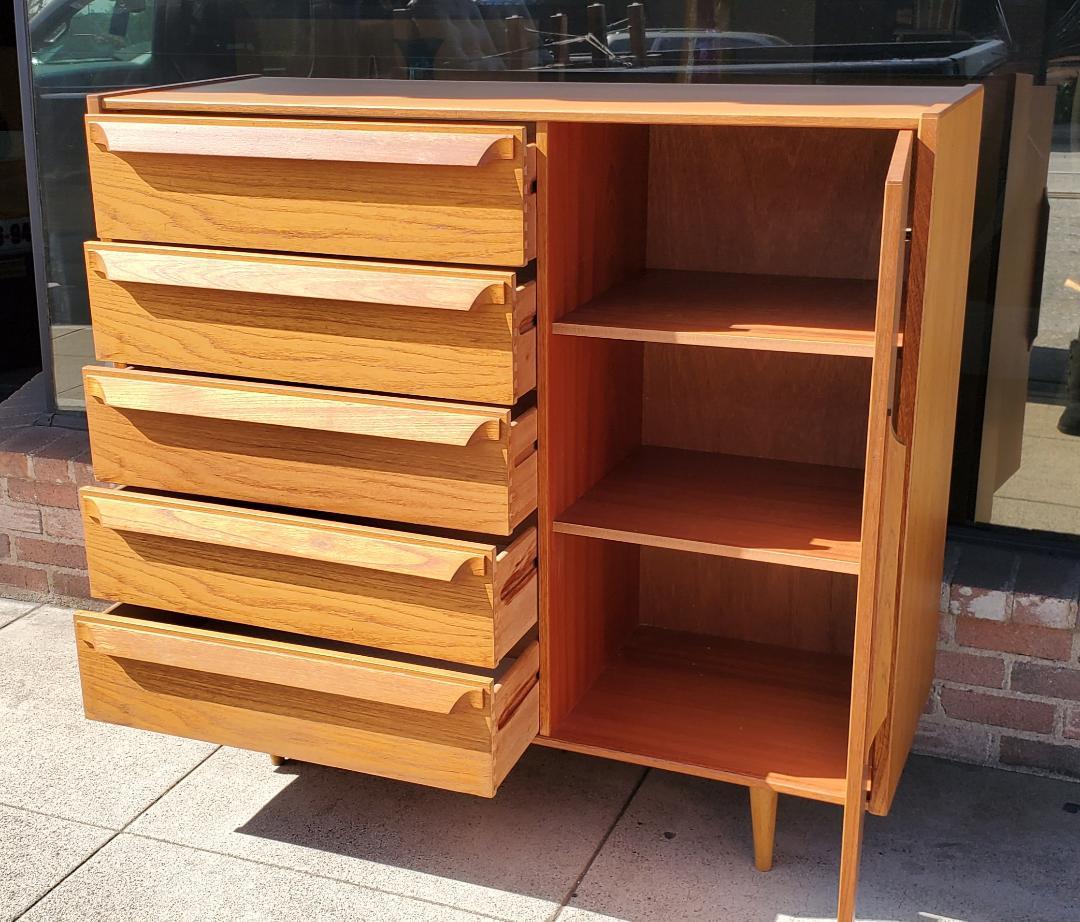 1960s Danish Teak Tall Wardrobe Cabinet For Sale 7