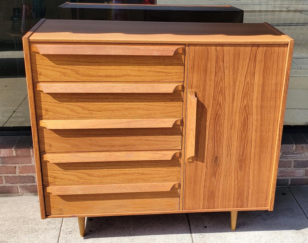 1960s Danish Teak Tall Wardrobe Cabinet For Sale 14