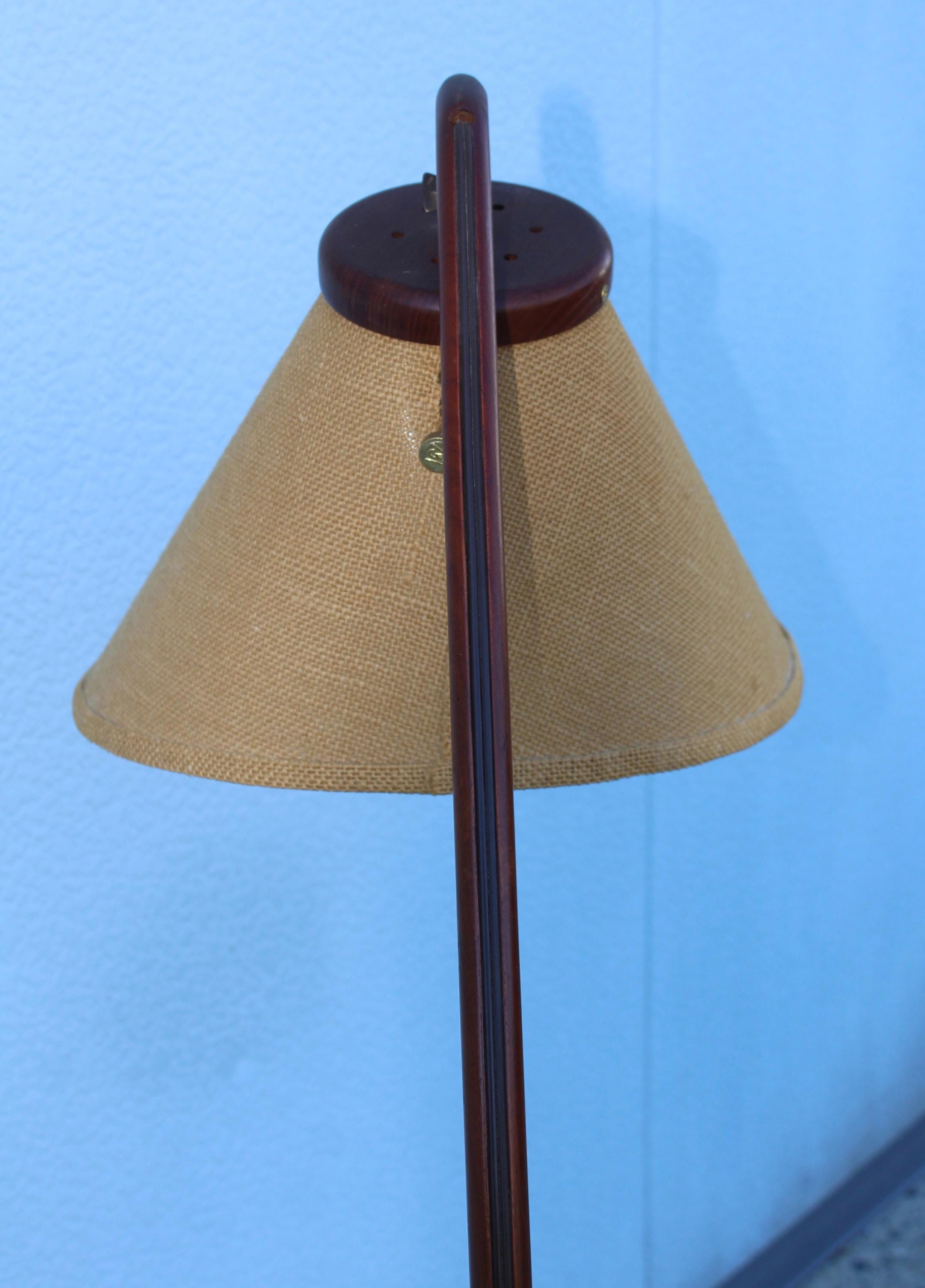 1960's Danish Teak Tripod Floor Lamp 5