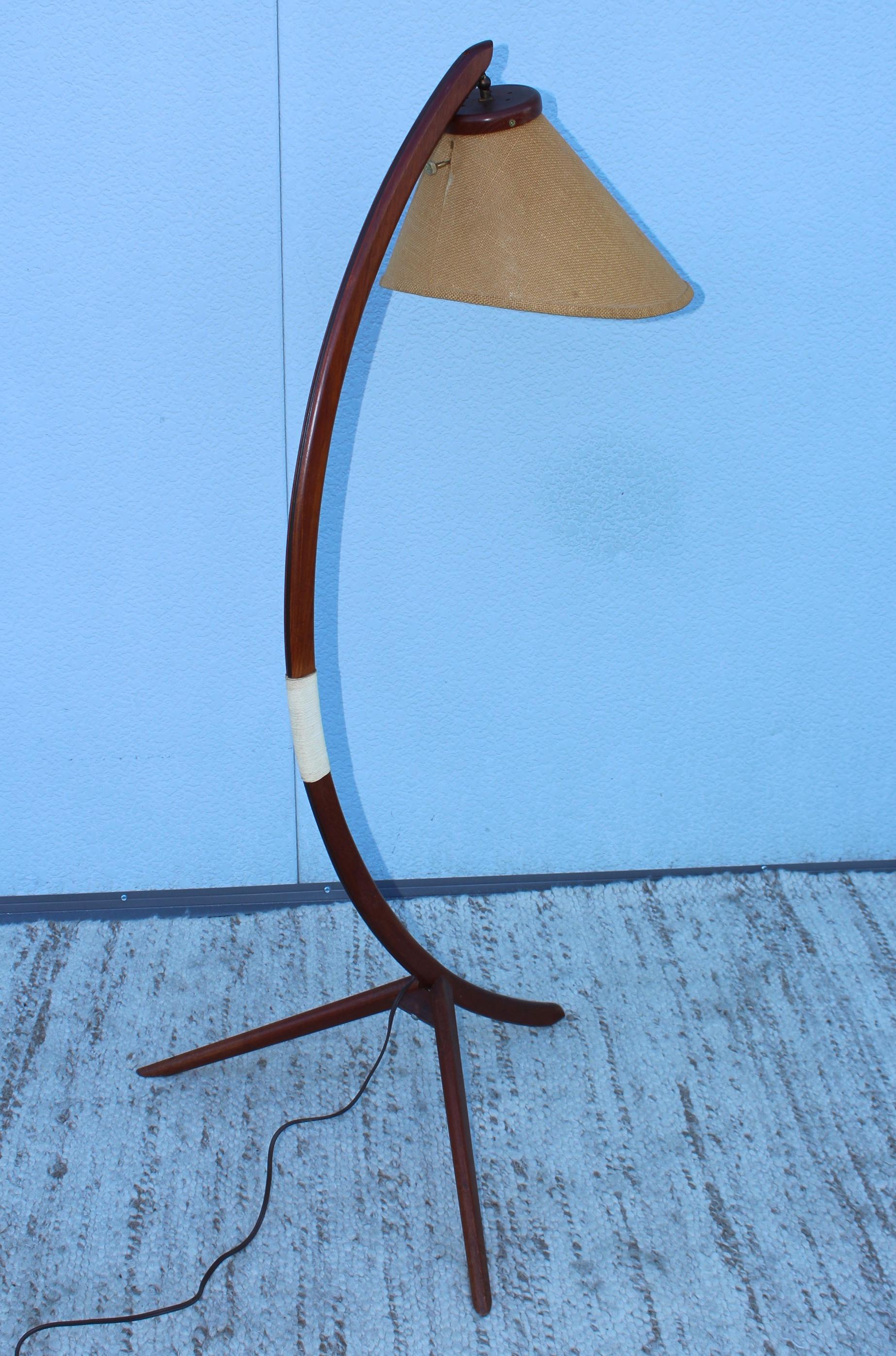 1960's Danish Teak Tripod Floor Lamp 13