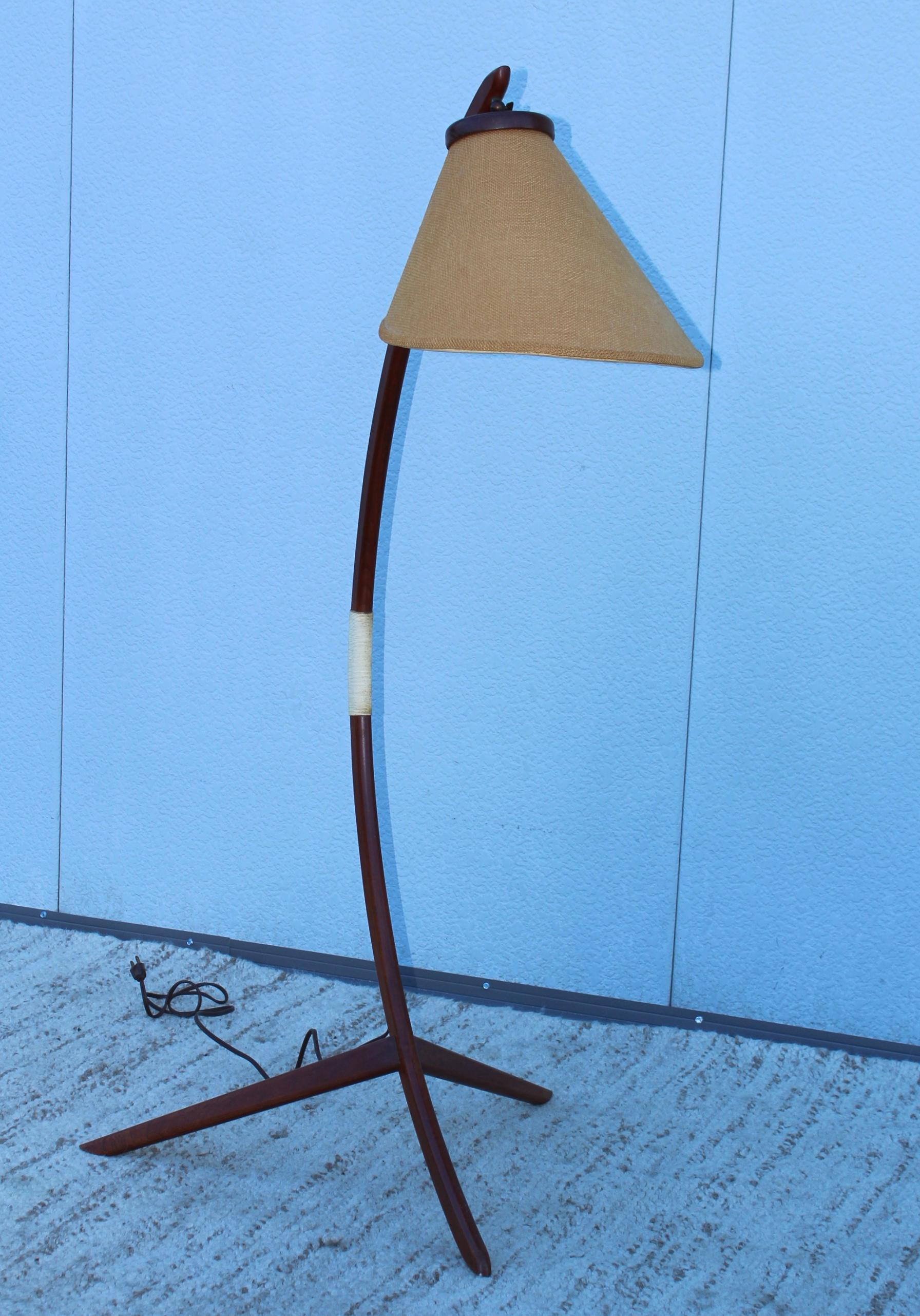 Mid-Century Modern 1960's Danish Teak Tripod Floor Lamp
