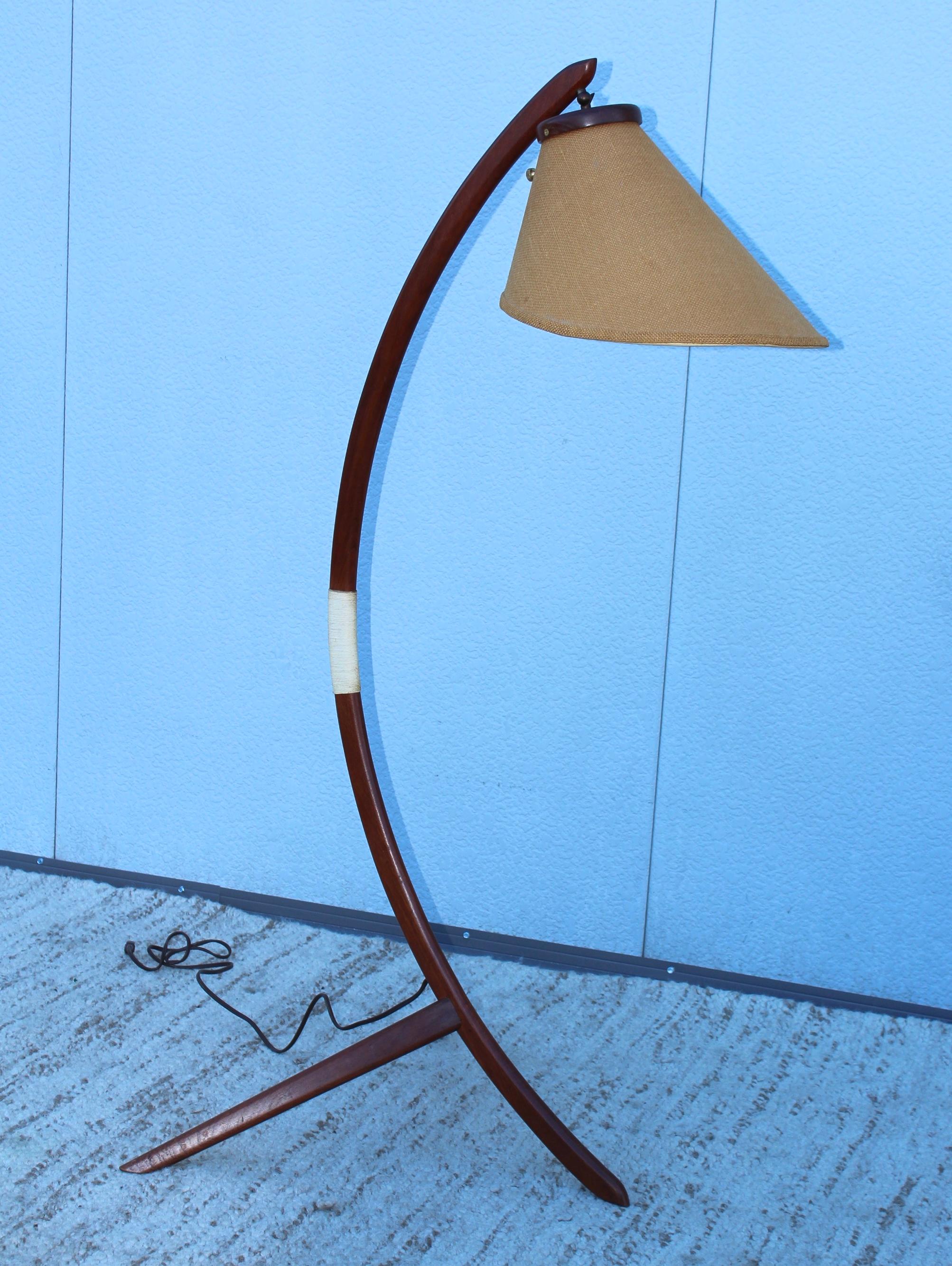 Mid-20th Century 1960's Danish Teak Tripod Floor Lamp