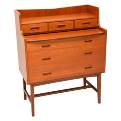 1960s Danish Teak Vintage Vanity Bureau Dressing Table