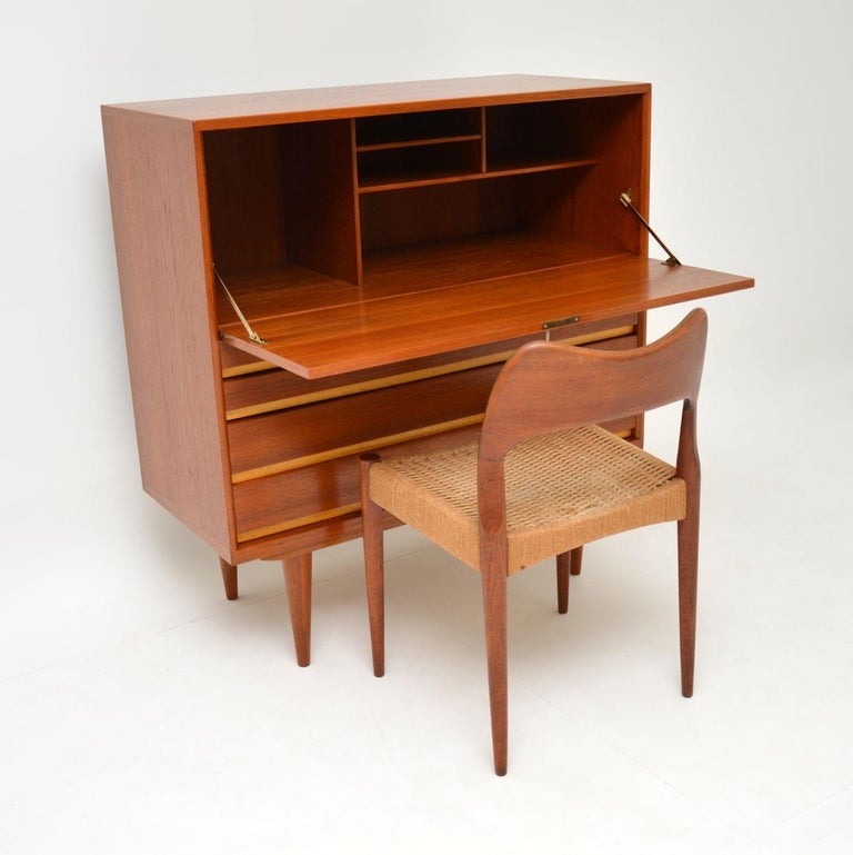 1960s Danish Teak Vintage Writing Bureau For Sale at 1stDibs