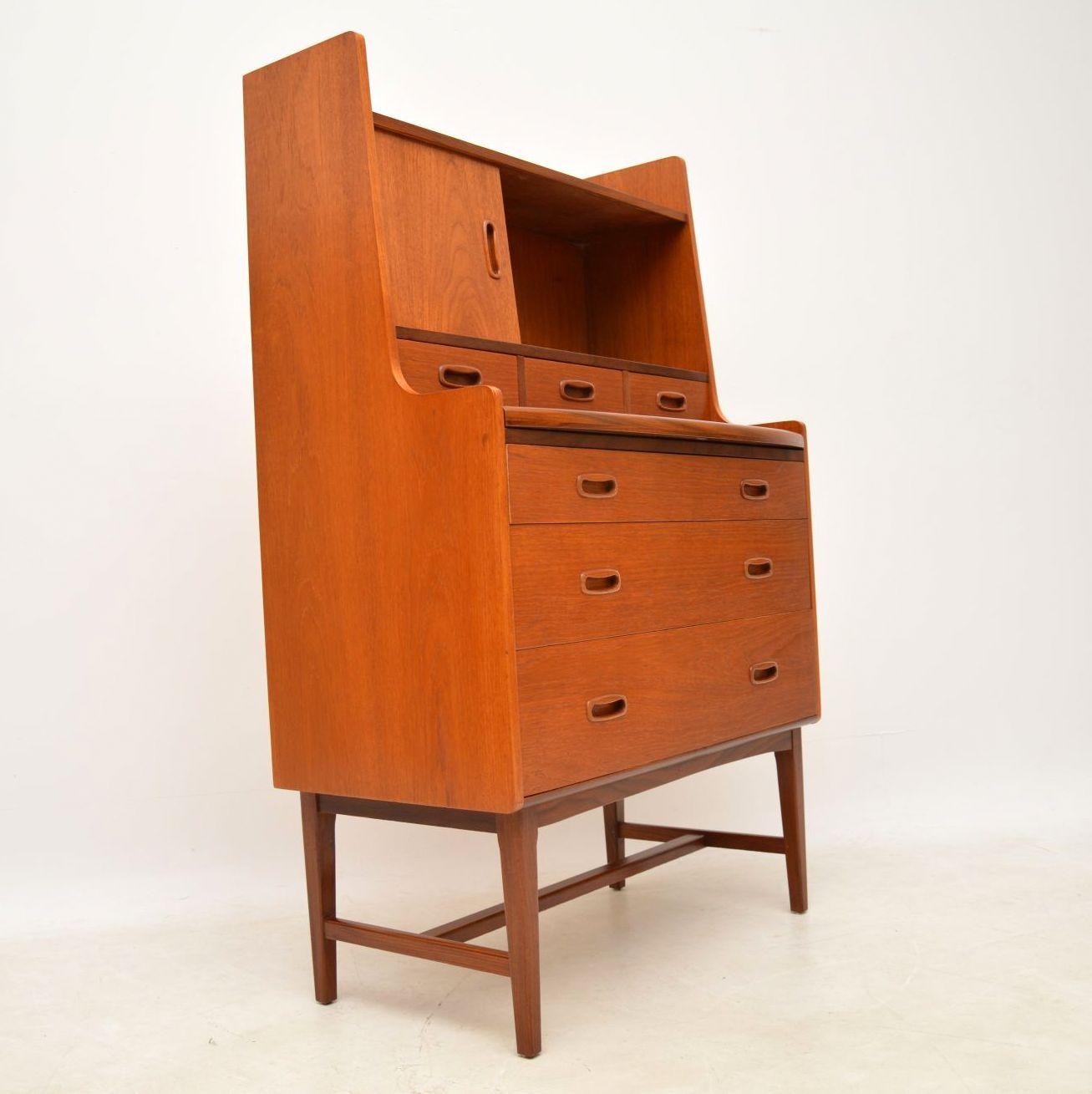 Mid-Century Modern 1960s Danish Teak Vintage Writing Bureau