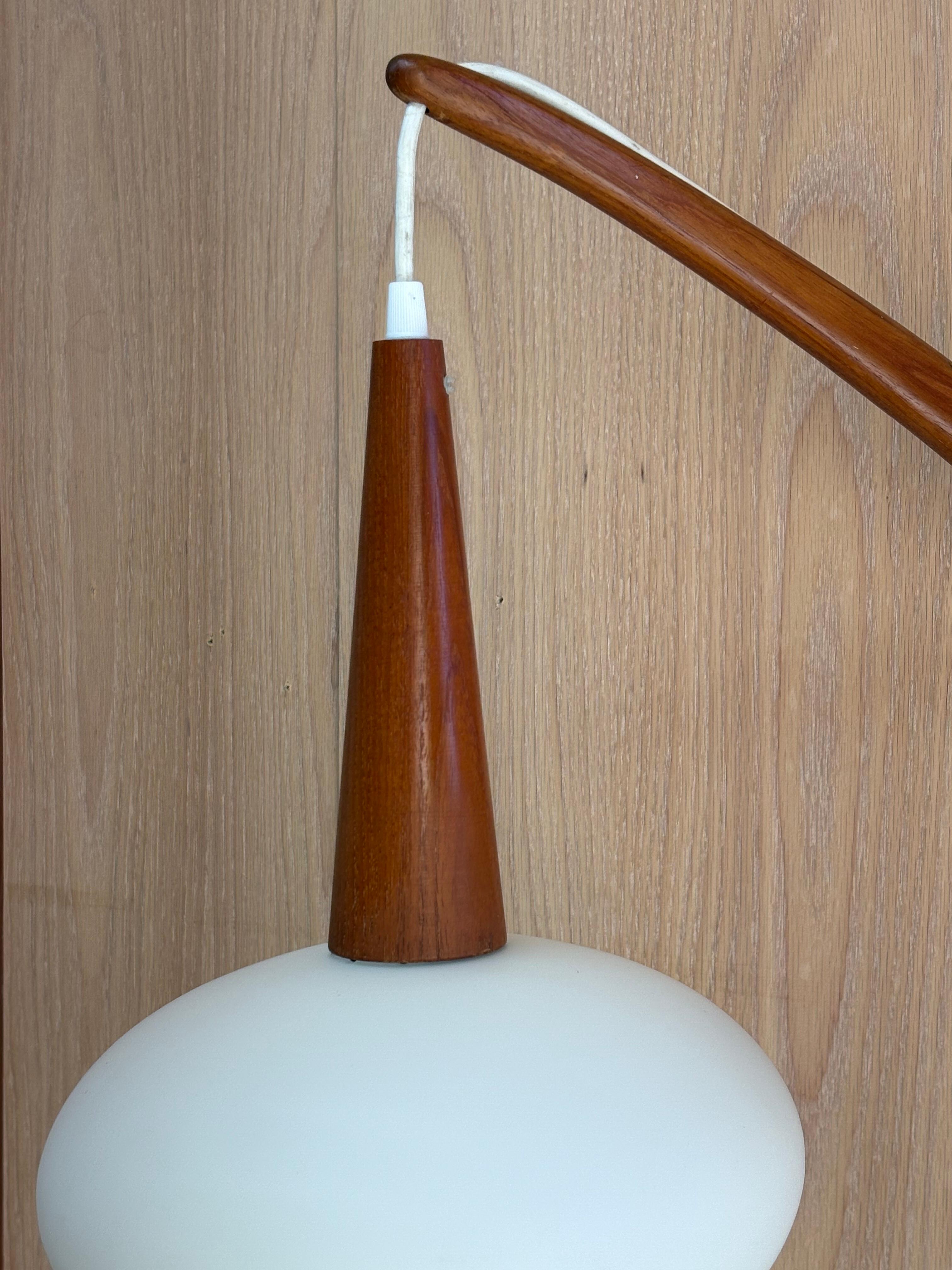 1960s Danish Teak Wall Light with Frosted Glass Shade In Excellent Condition For Sale In Victoria, BC