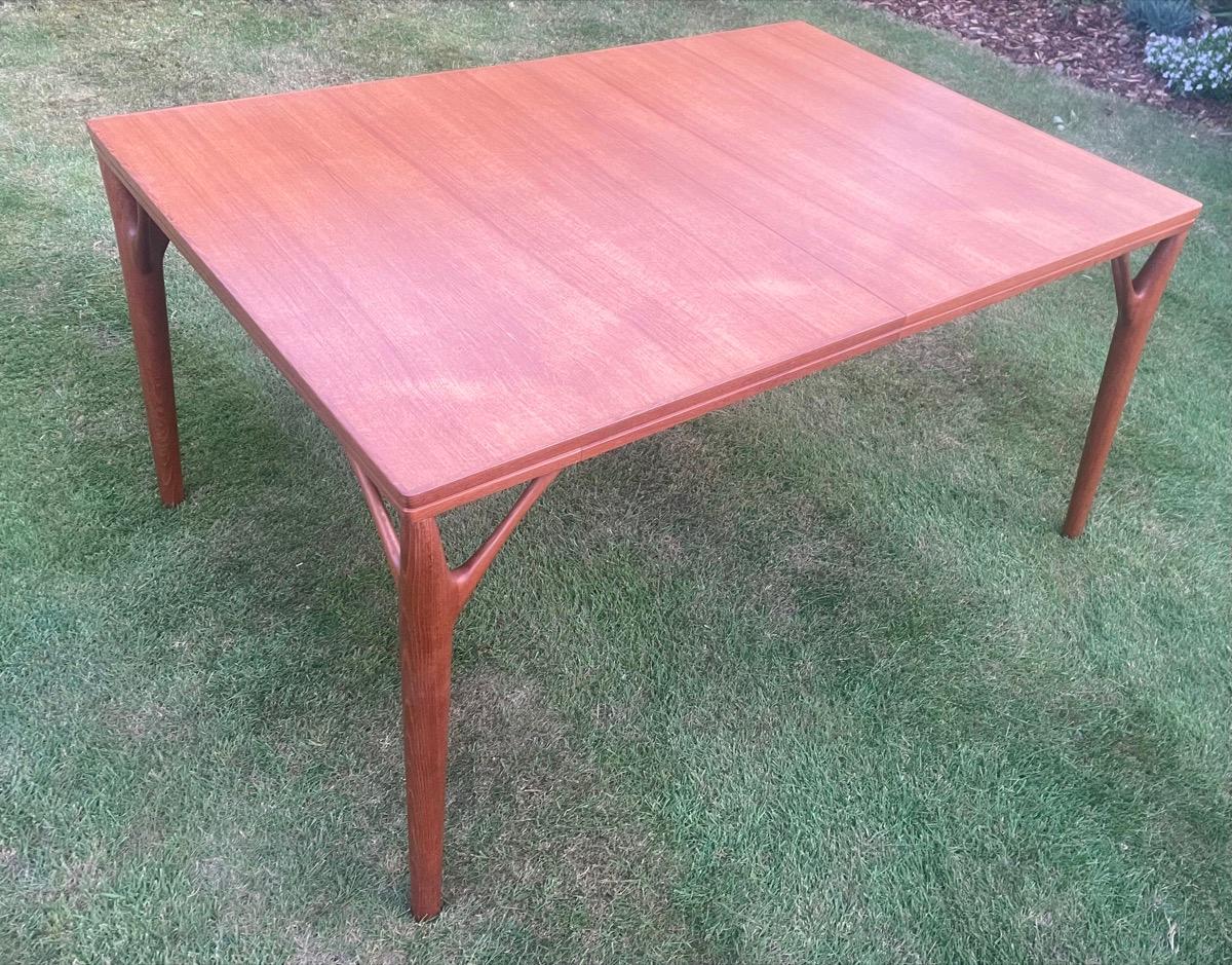 Polished 1960s Danish Teak Willy Sigh for H. Sigh & Søn Tree Leg Extendable Dining Table