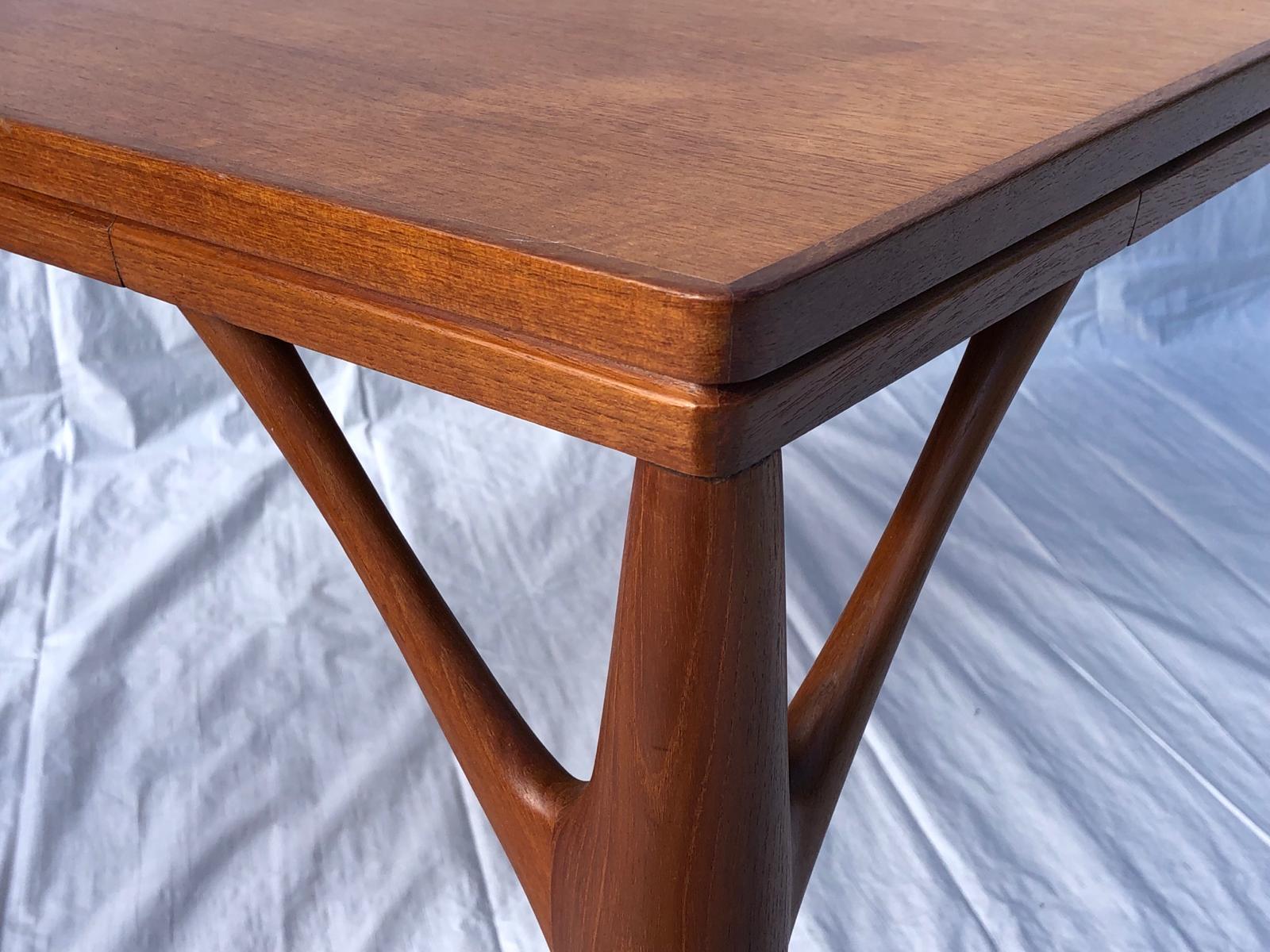 Brass 1960s Danish Teak Willy Sigh 'Tree Leg' Dining Table Model 180 by H Sigh & Søn  For Sale