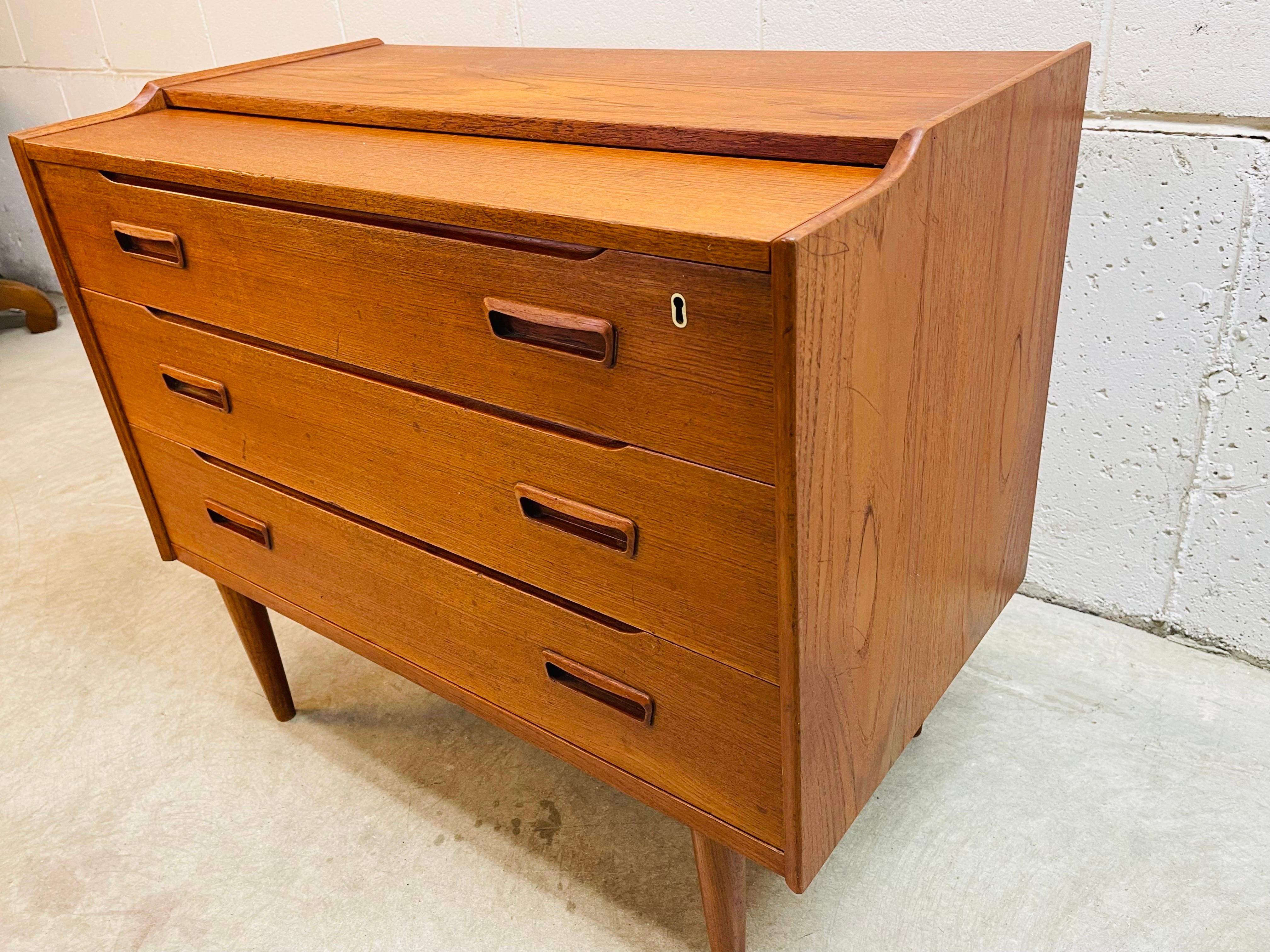 1960s Danish Teak Wood Vanity Cabinet For Sale 6