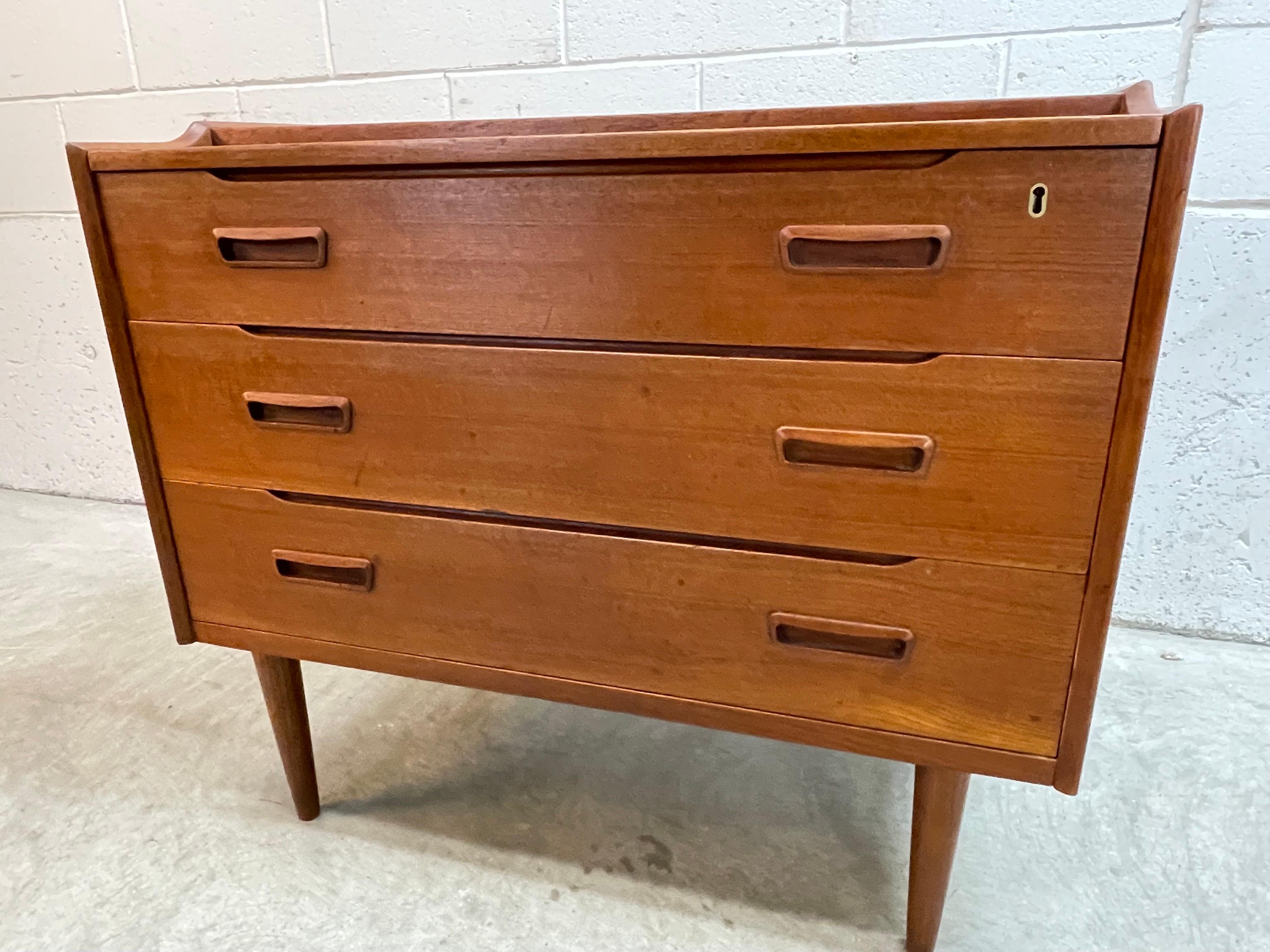 1960s Danish Teak Wood Vanity Cabinet For Sale 3