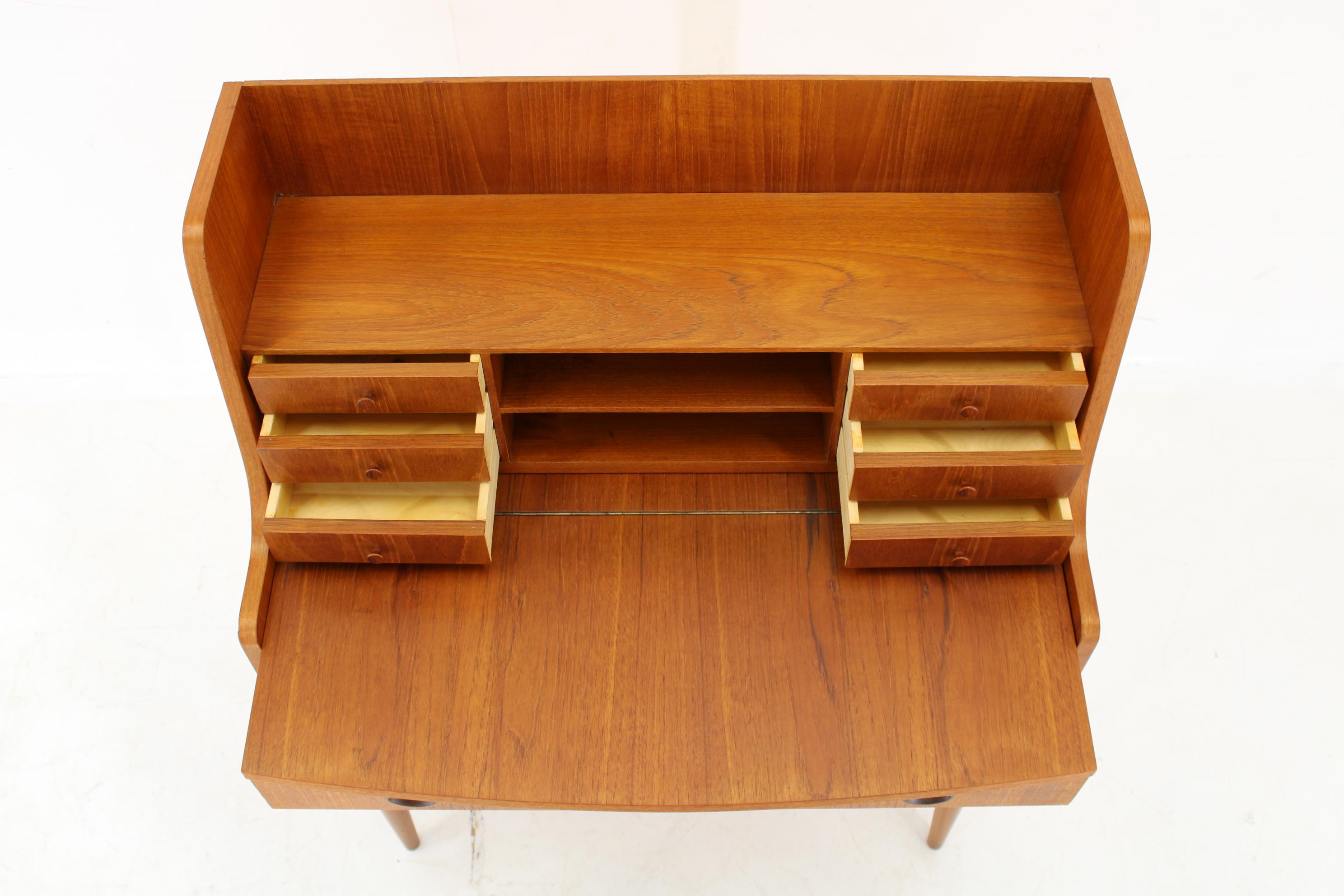 1960s Danish Teak Writing Cabinet, Restored For Sale 7