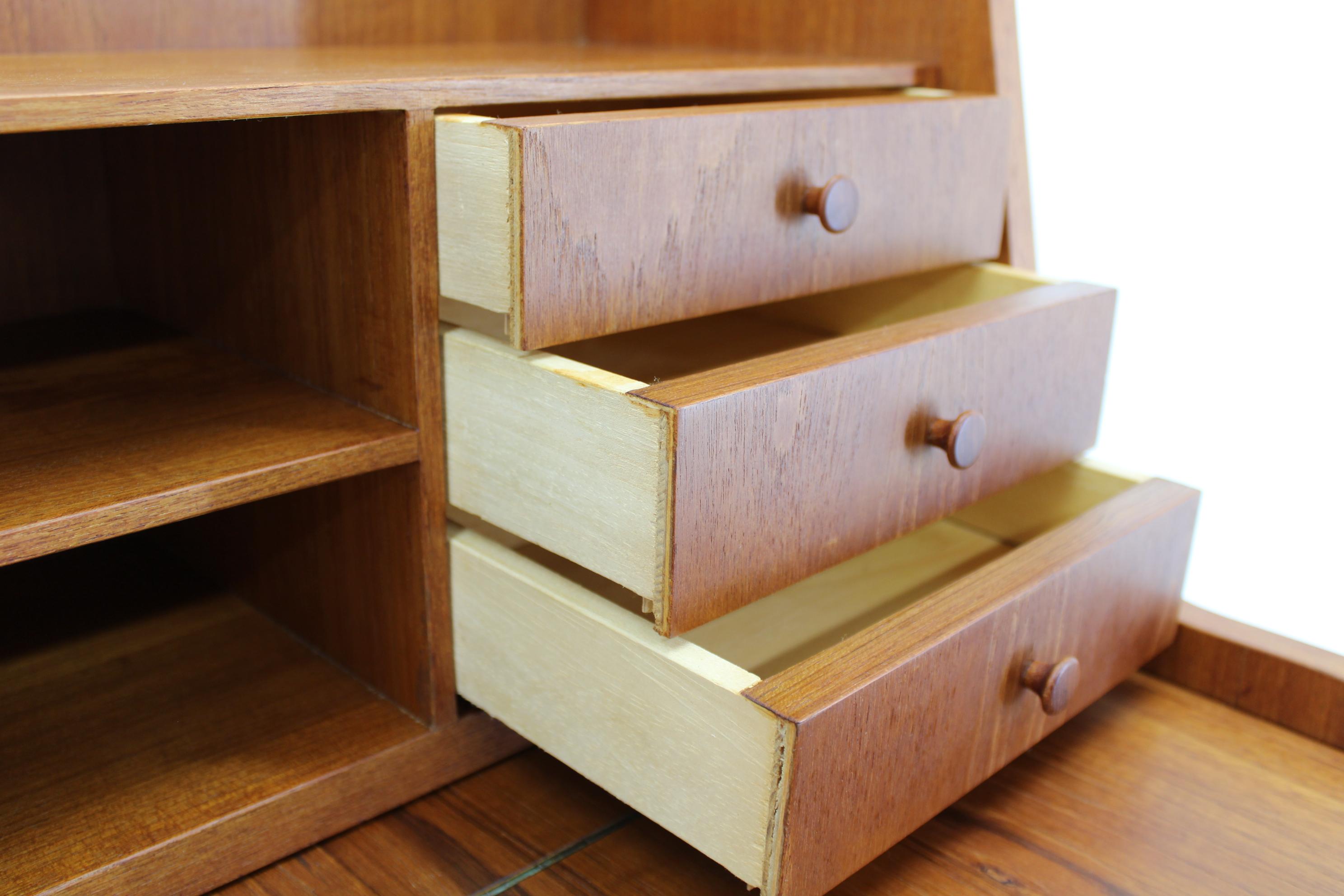 1960s Danish Teak Writing Cabinet, Restored For Sale 8