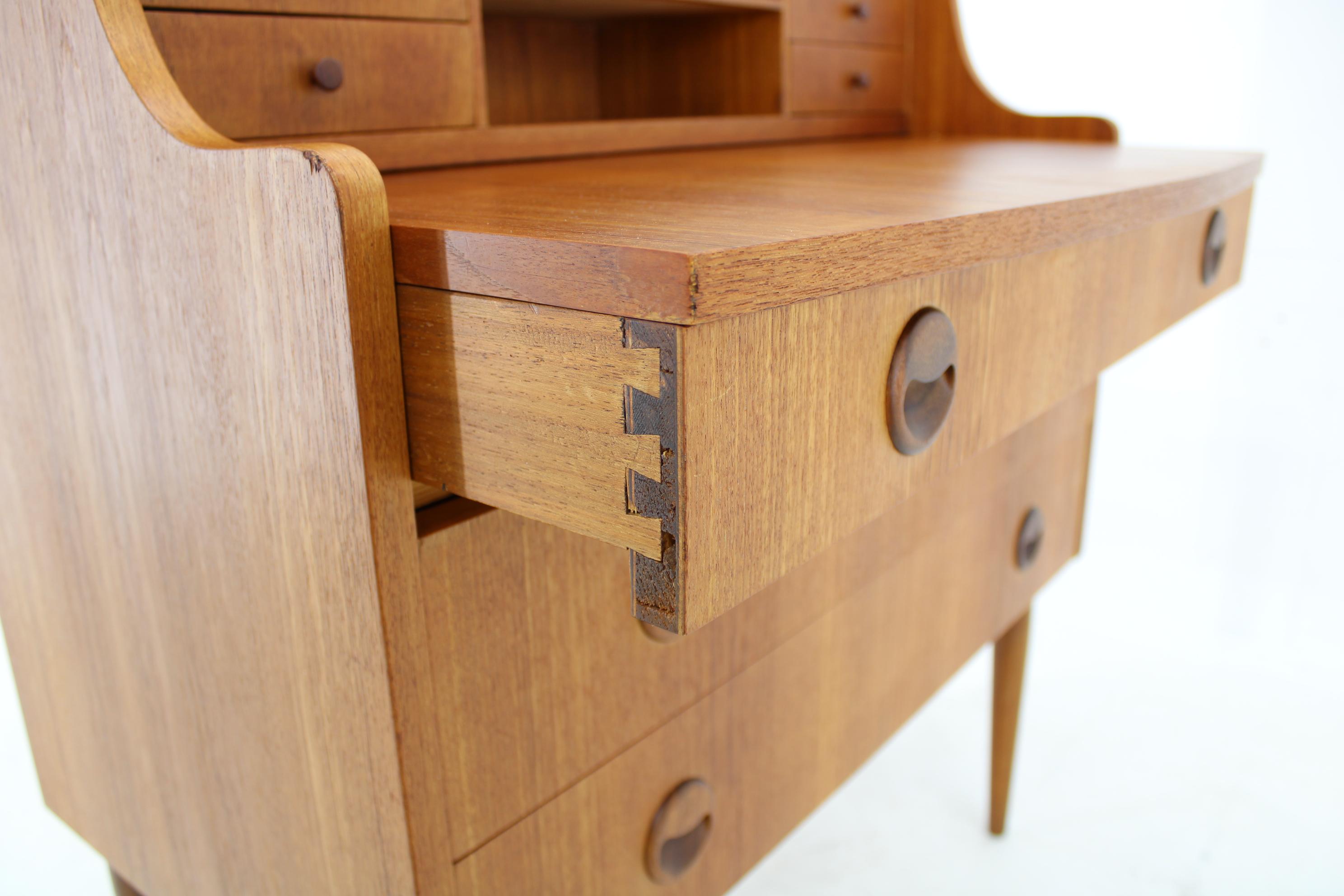 Wood 1960s Danish Teak Writing Cabinet, Restored For Sale