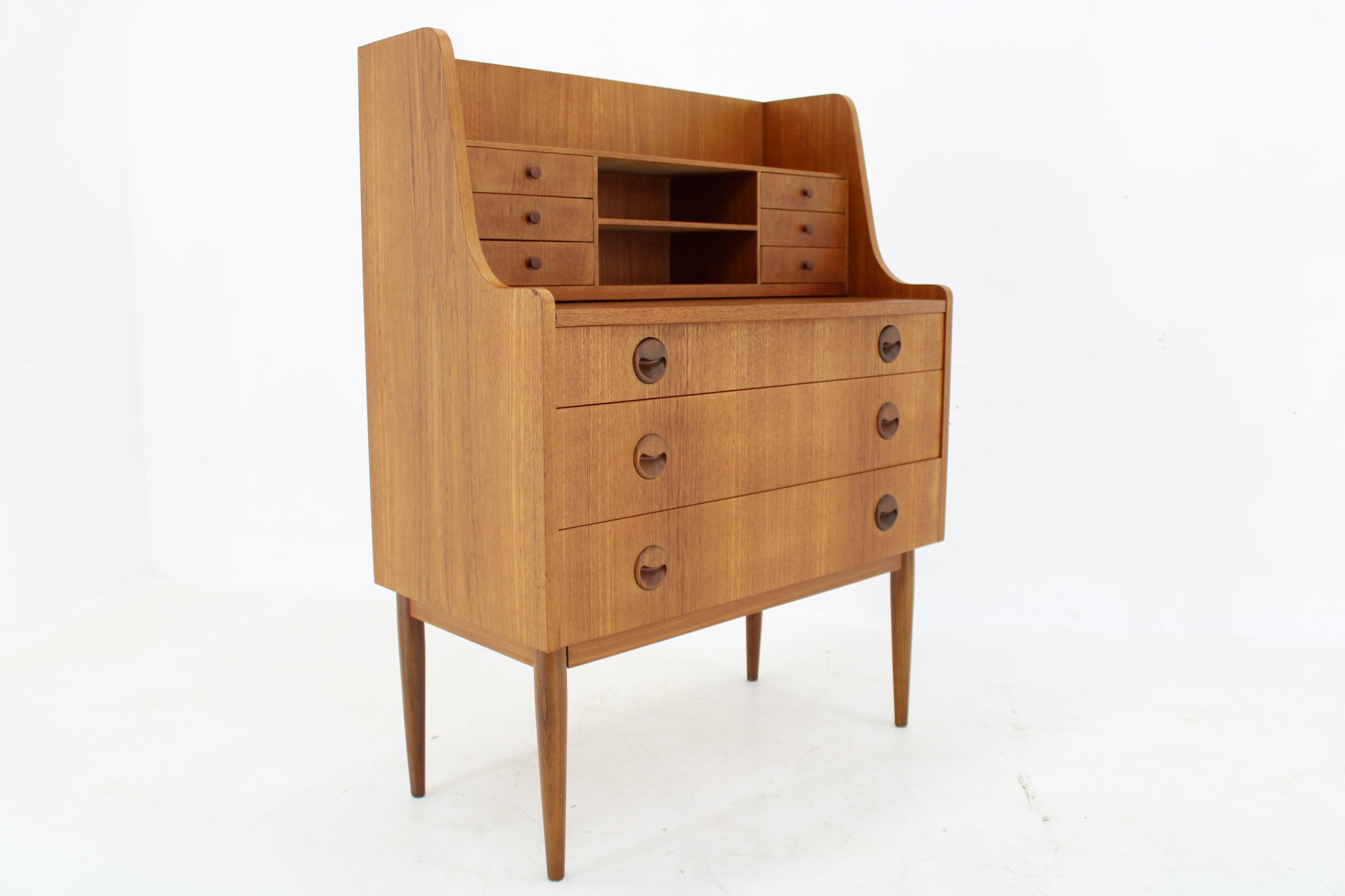 1960s Danish Teak Writing Cabinet, Restored For Sale 1