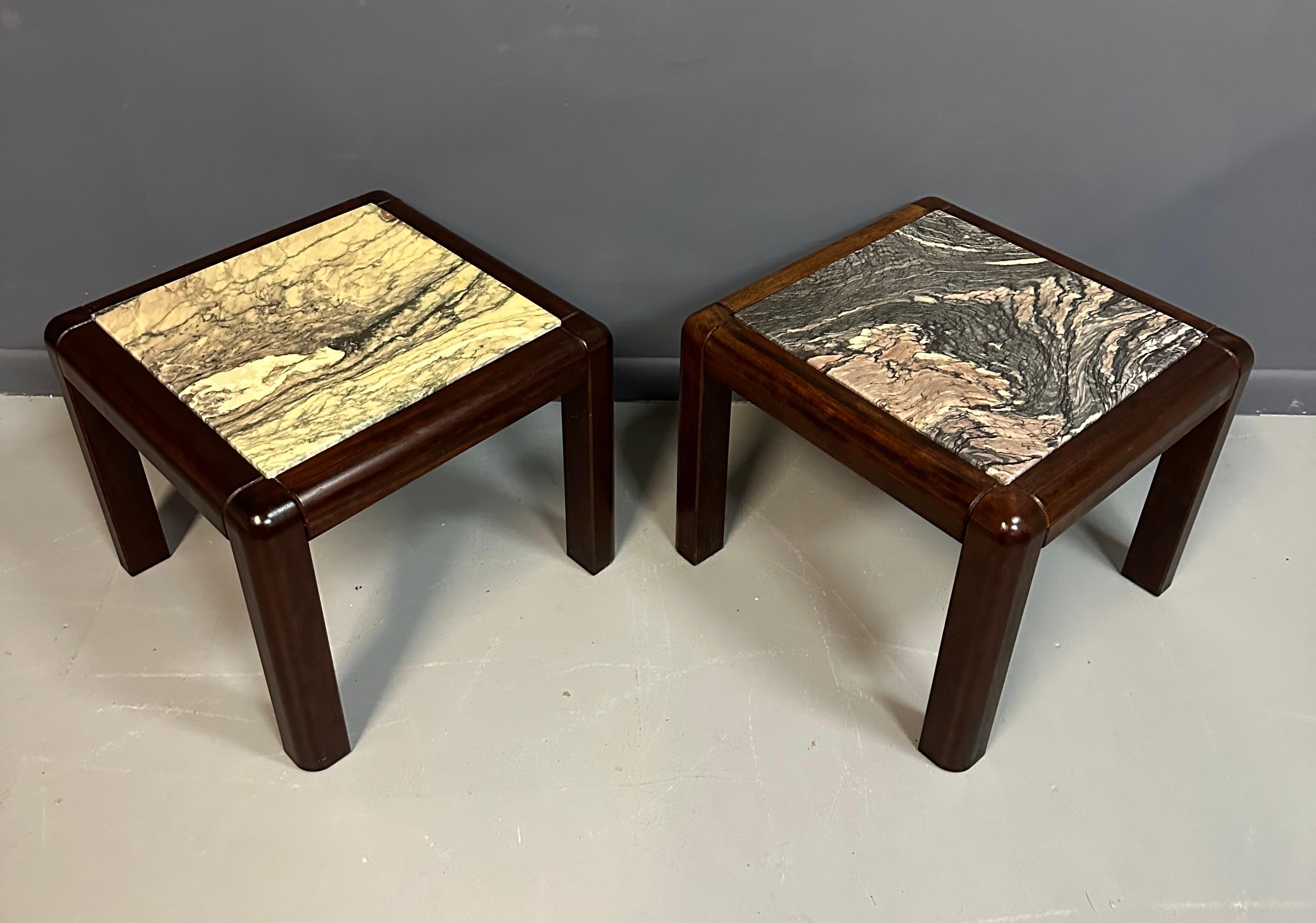 1960s Danish Trioh-Mobler Side Tables in Rosewood and Marble Mid Century For Sale 5