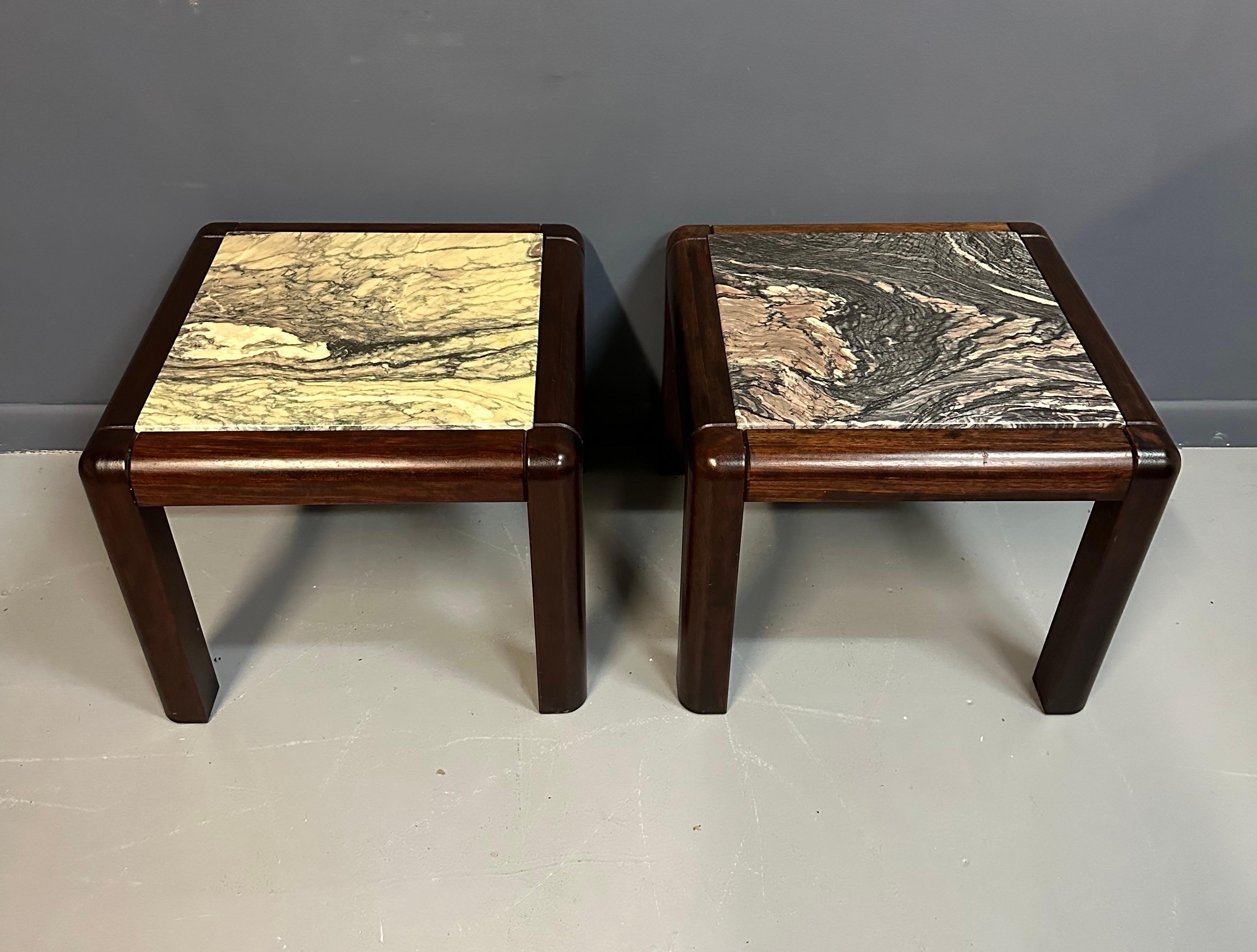 1960s Danish Trioh-Mobler Side Tables in Rosewood and Marble Mid Century For Sale 3