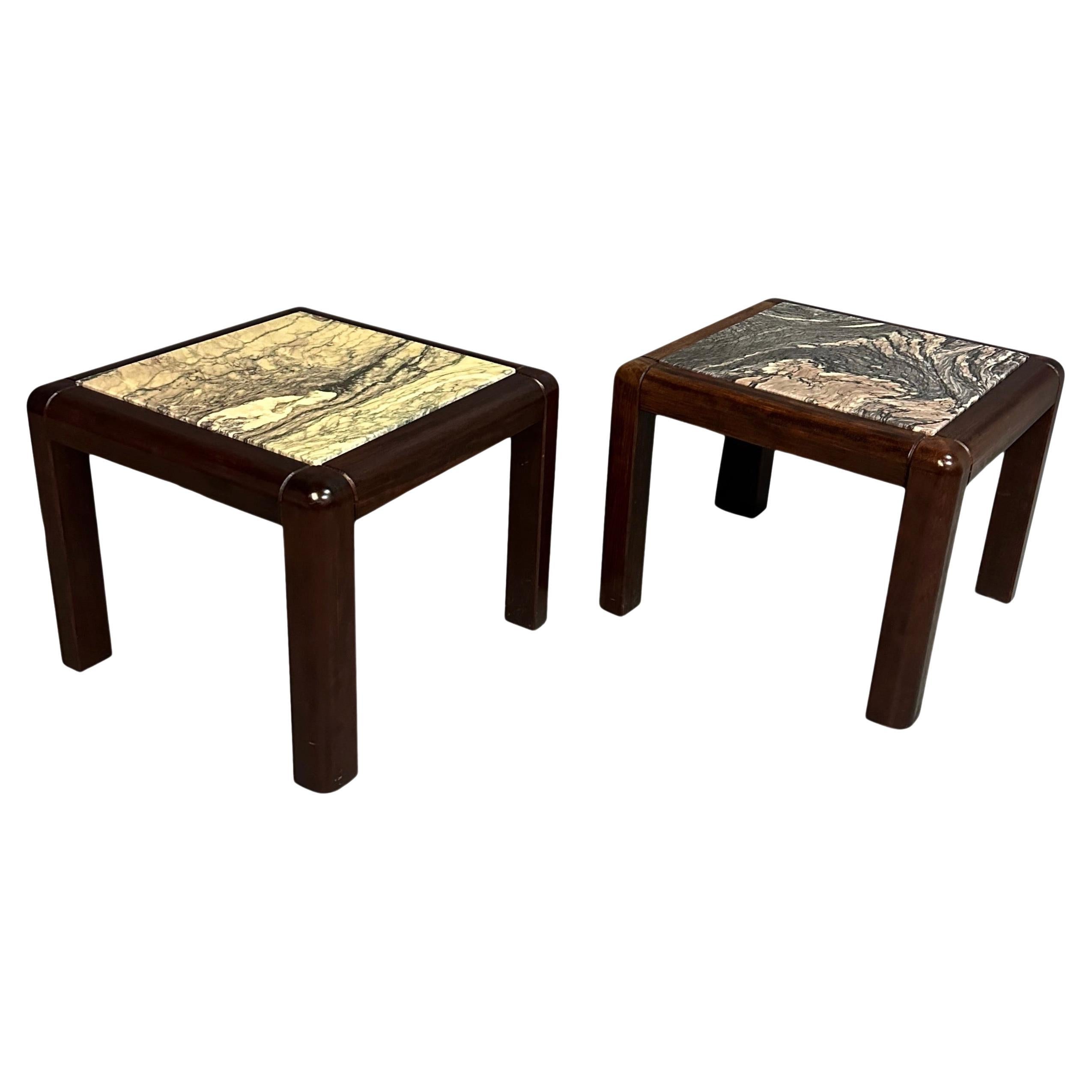 1960s Danish Trioh-Mobler Side Tables in Rosewood and Marble Mid Century For Sale