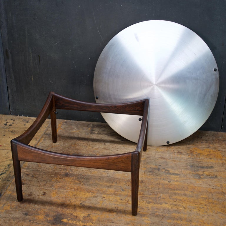 1960s Danish UFO Side Table Catch All Aluminum + Rosewood Fruit Bowl