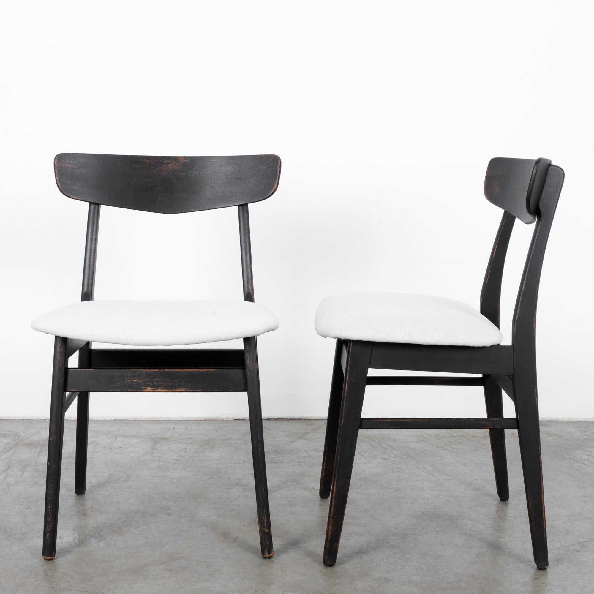 Mid-20th Century 1960s Danish Upholstered Black Chairs, a Pair
