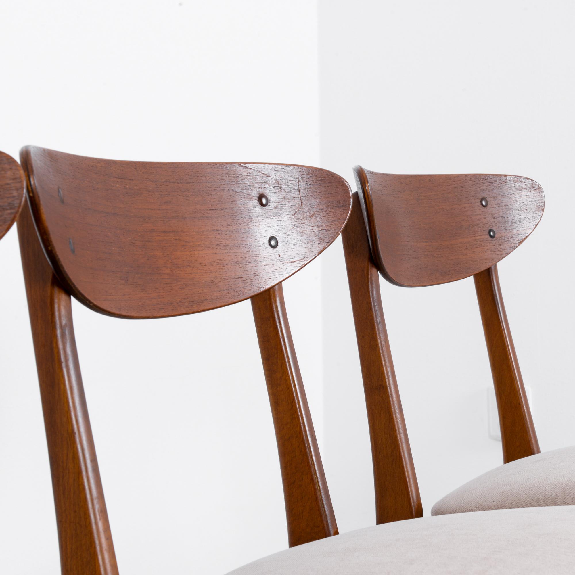 1960s Danish Upholstered Teak Chairs, Set of Four 4