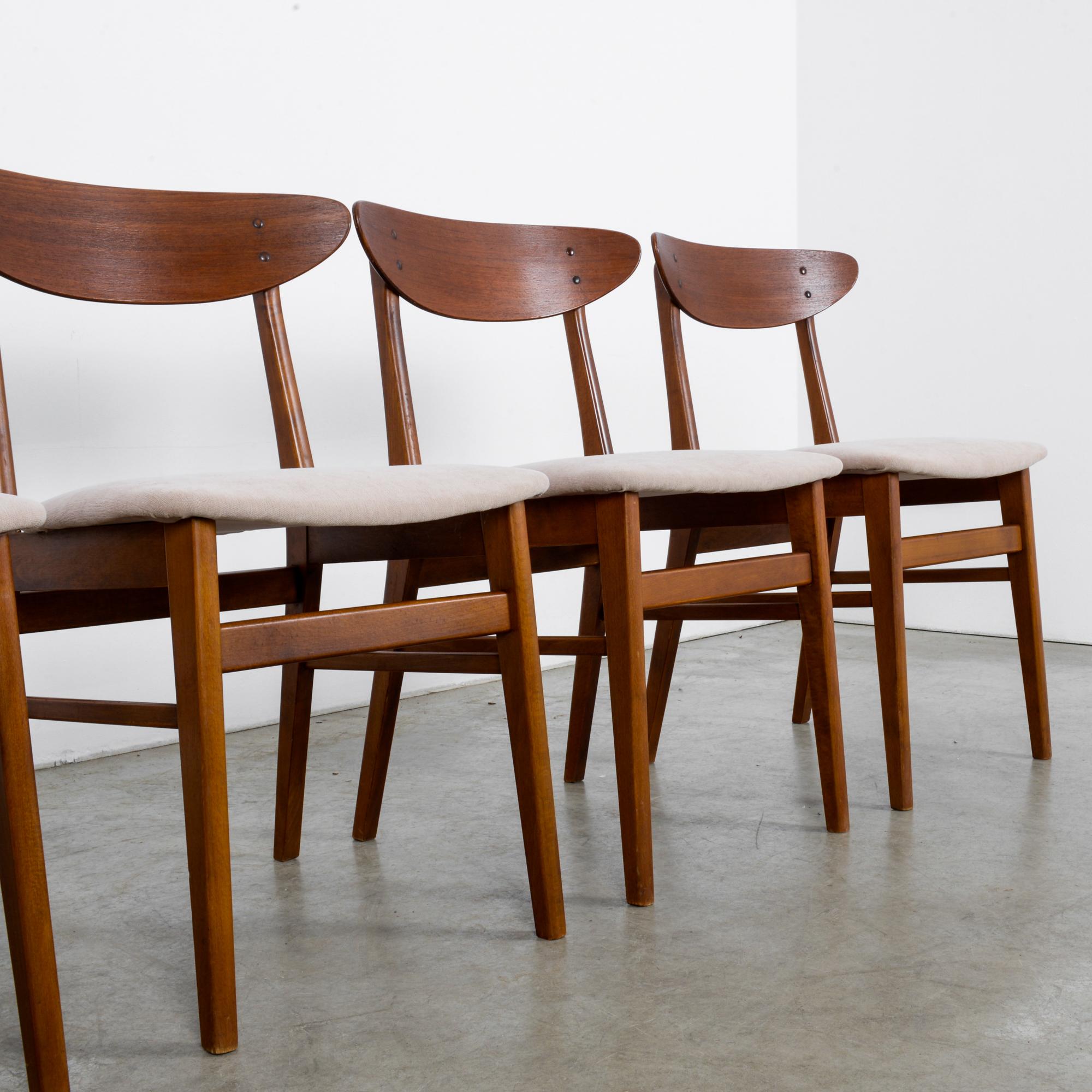 1960s Danish Upholstered Teak Chairs, Set of Four 4