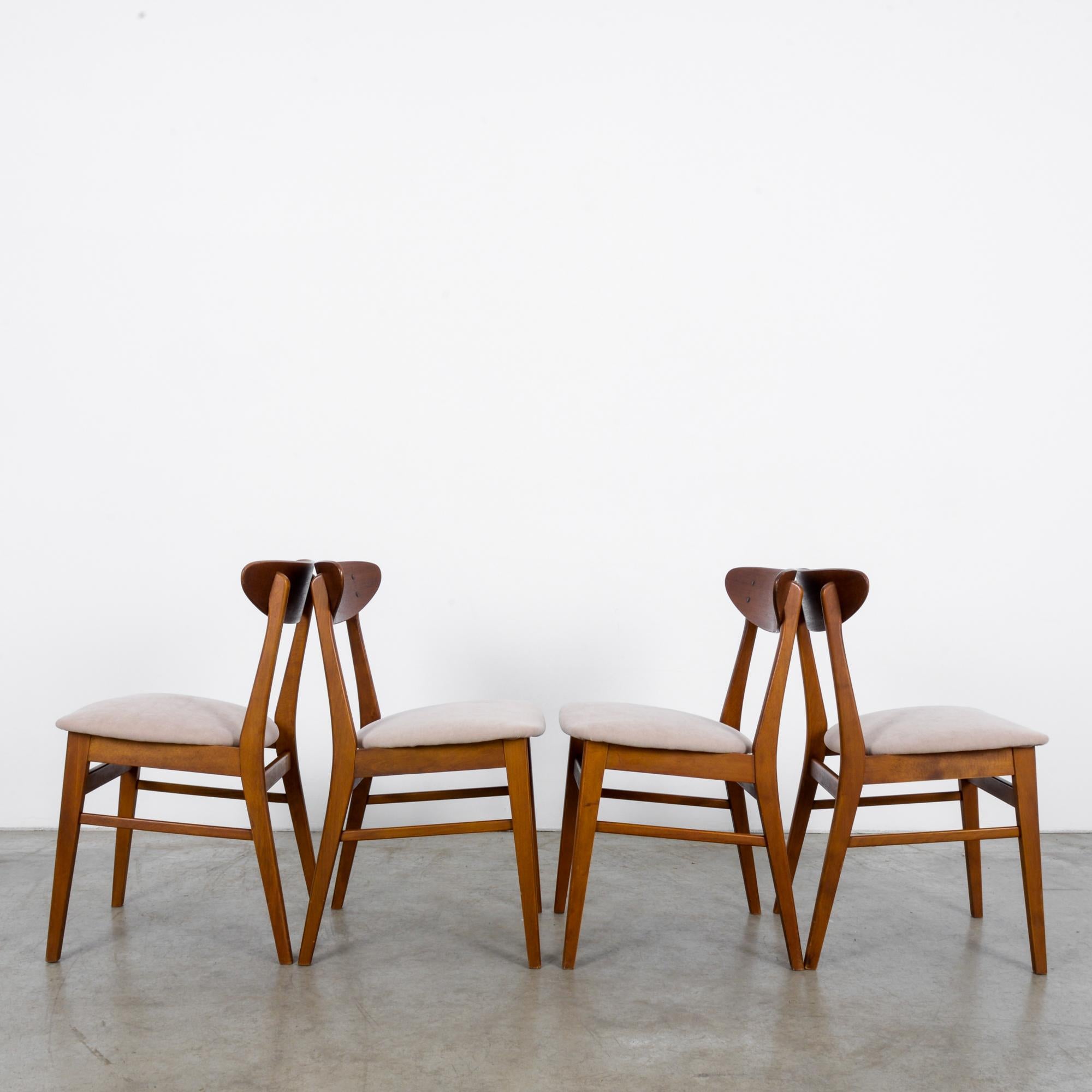 Mid-Century Modern 1960s Danish Upholstered Teak Chairs, Set of Four