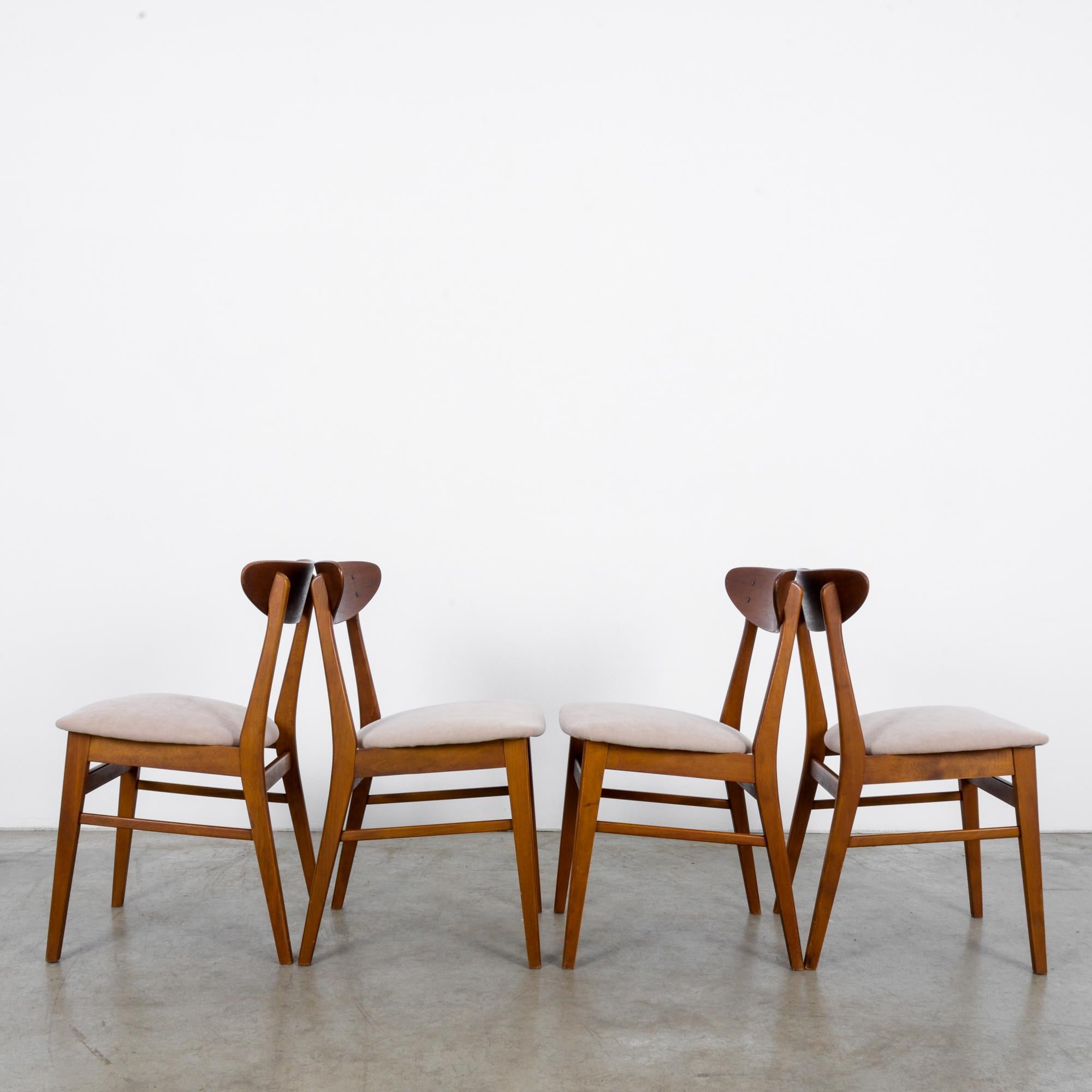 1960s Danish Upholstered Teak Chairs, Set of Four In Good Condition In High Point, NC
