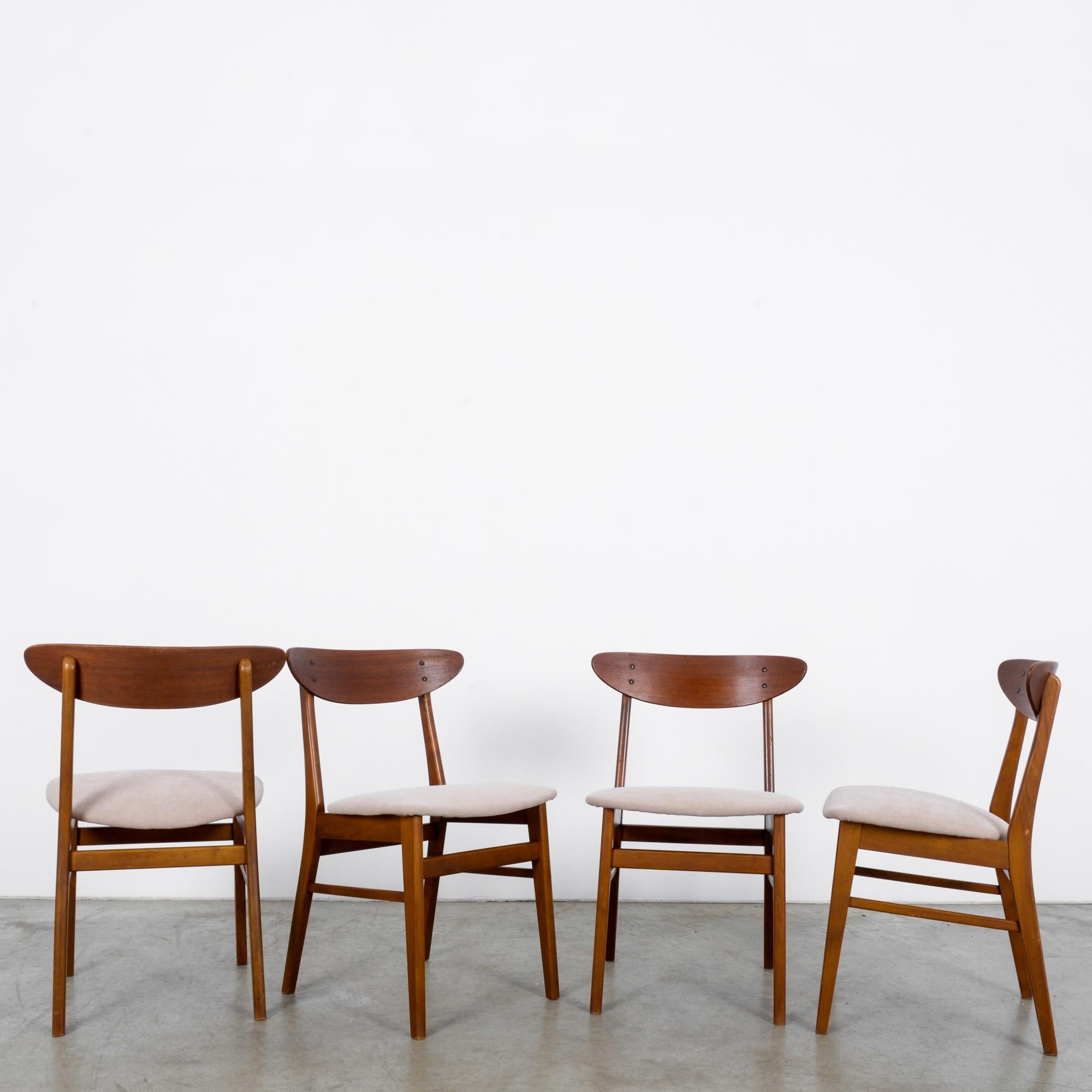 Mid-20th Century 1960s Danish Upholstered Teak Chairs, Set of Four