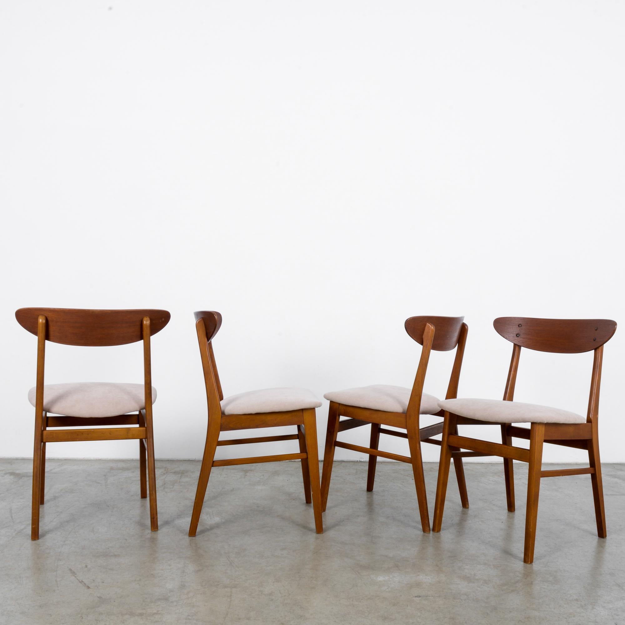 Fabric 1960s Danish Upholstered Teak Chairs, Set of Four