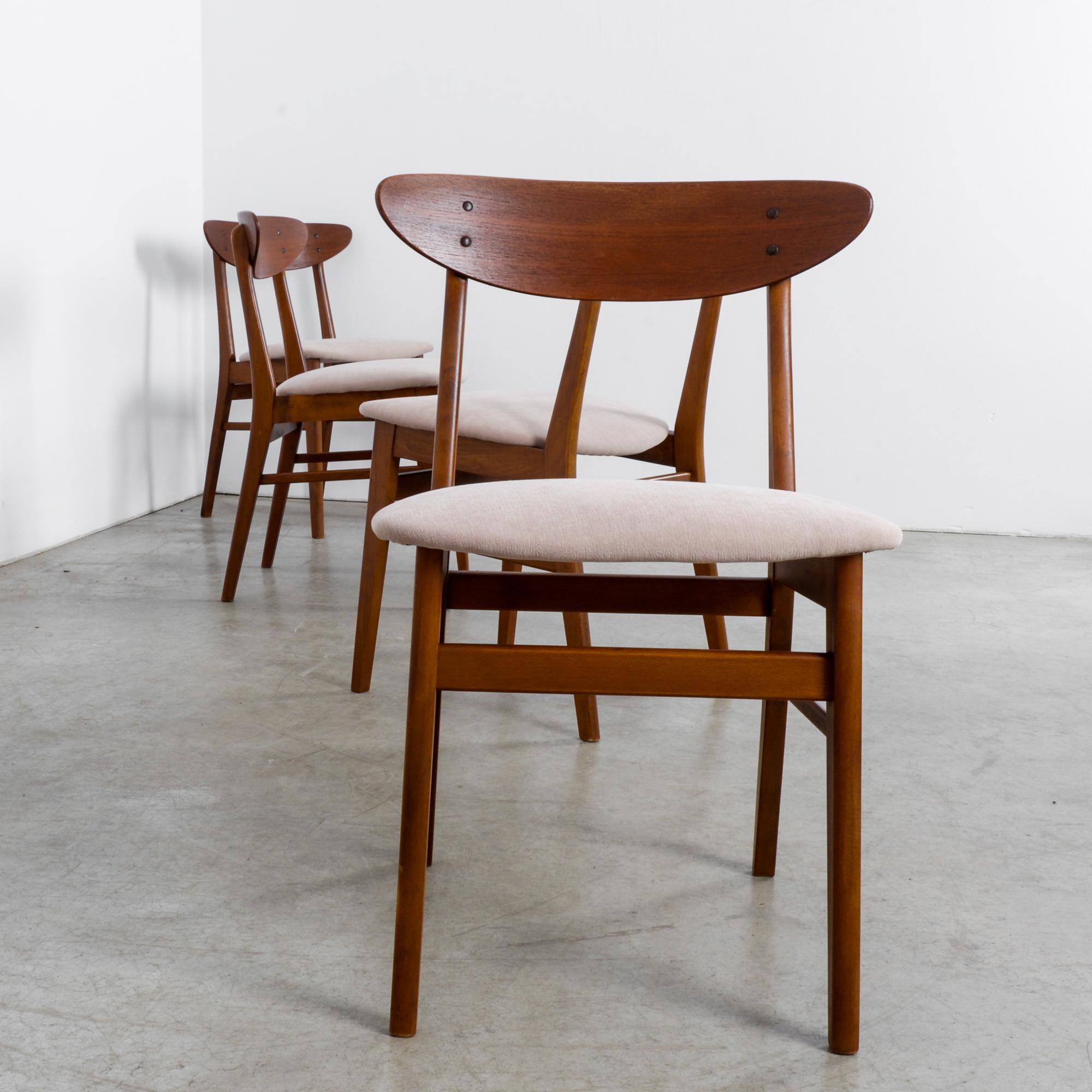 Fabric 1960s Danish Upholstered Teak Chairs, Set of Four