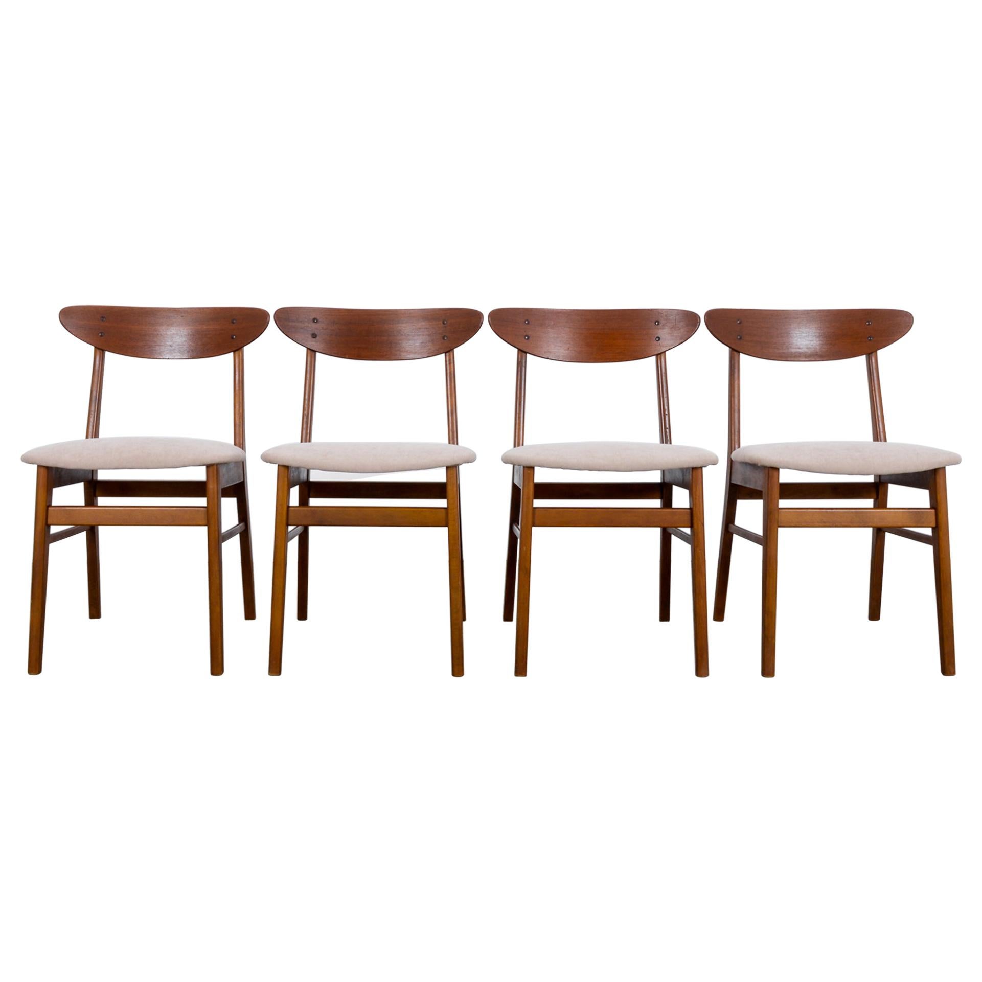 1960s Danish Upholstered Teak Chairs, Set of Four