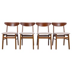 1960s Danish Upholstered Teak Chairs, Set of Four