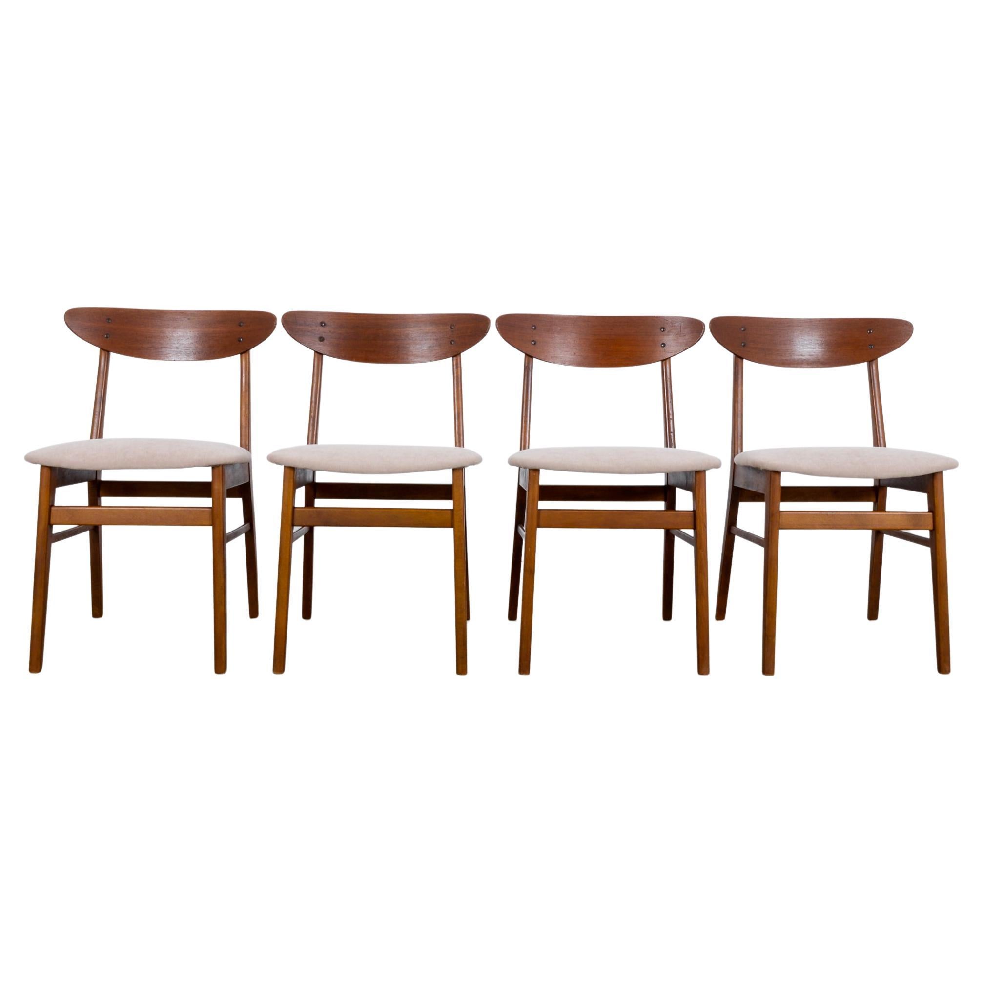 1960s Danish Upholstered Teak Chairs, Set of Four
