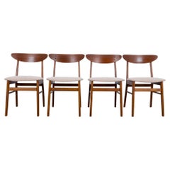 1960s Danish Upholstered Teak Chairs, Set of Four