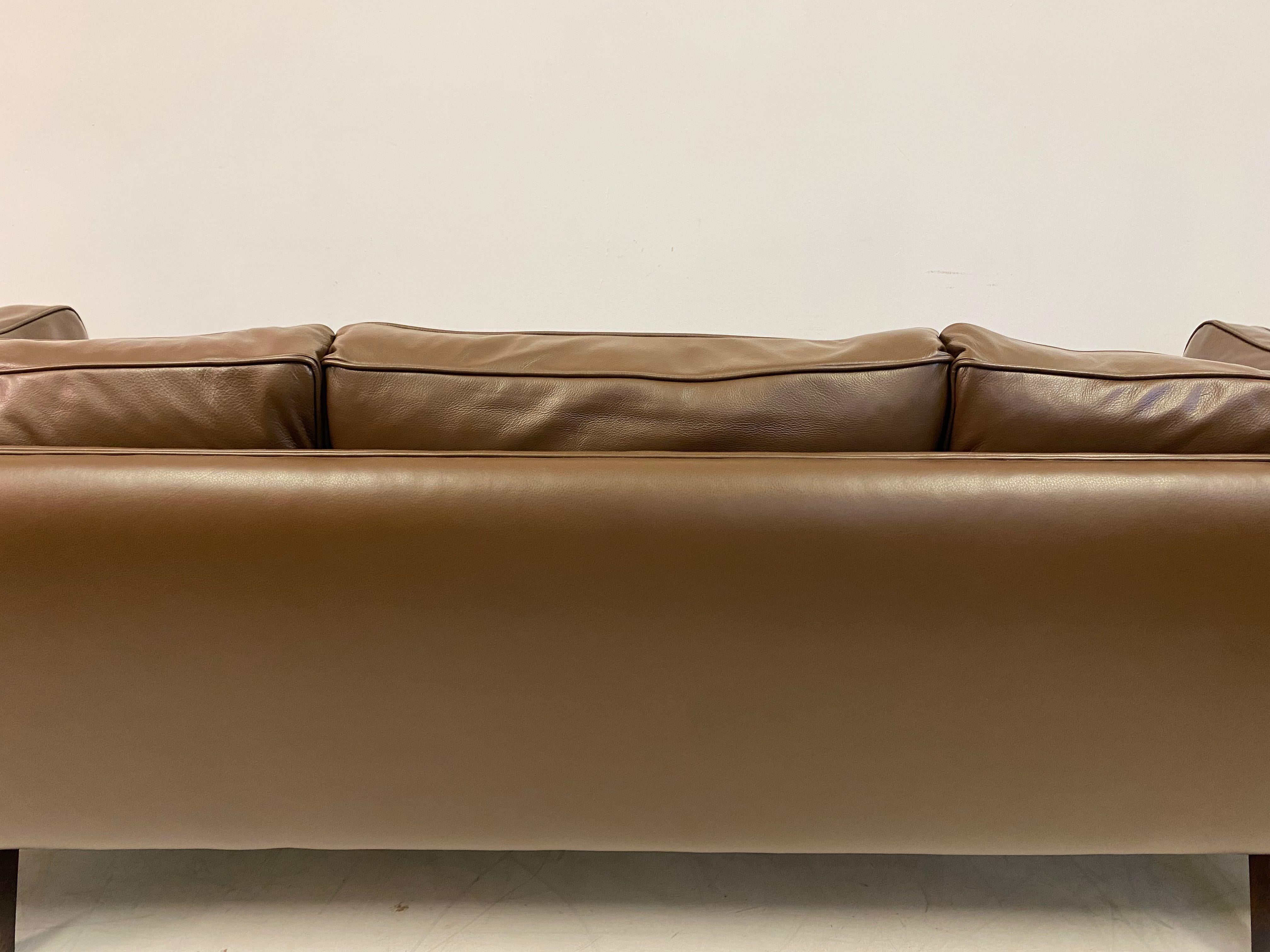 1960s Danish V11 Sofa By Illum WIkkelso for Holger Christiansen in Brown Leather 11