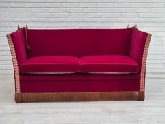 1960s, Danish velour 2 seater drop arm sofa, velour, original condition.