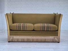 1960s, Danish velour 2 seater drop arm sofa, wool, original condition.