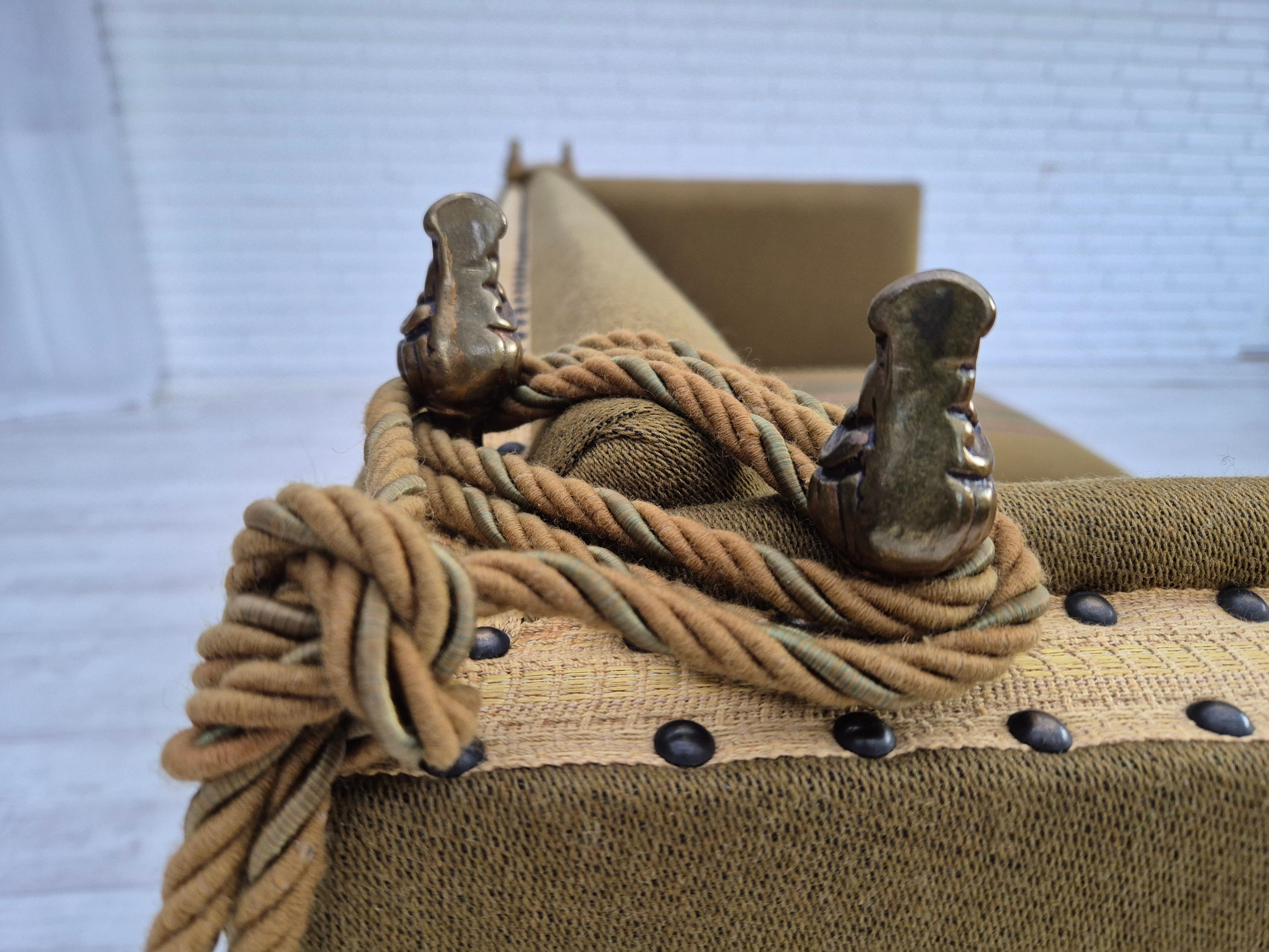 1960s, Danish velour 2 seater drop arm sofa, wool, original condition. For Sale 2