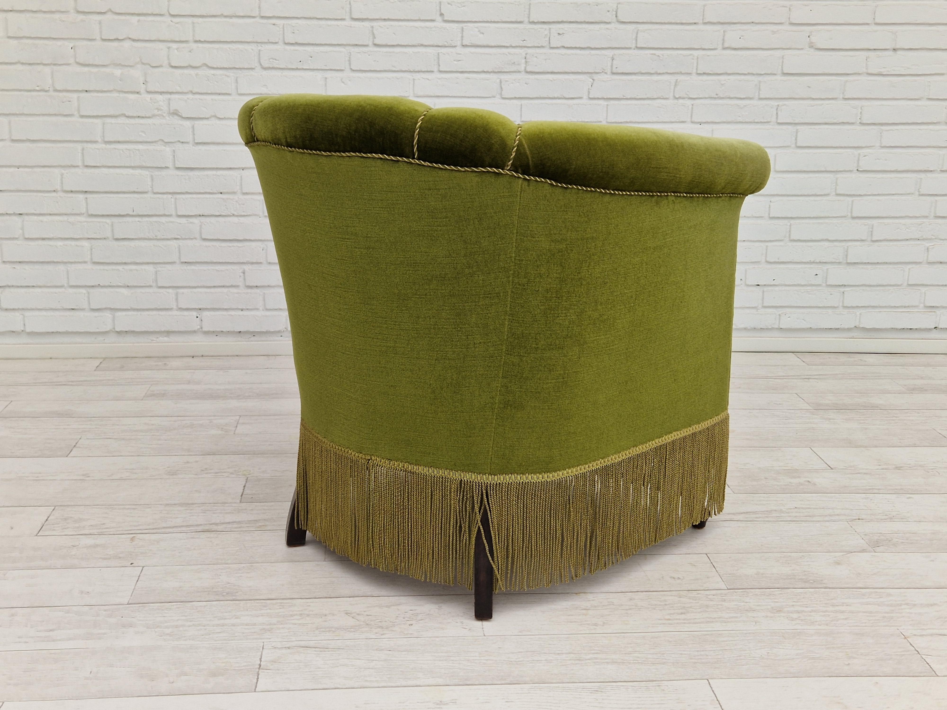 1960s, Danish Velour Chair, Original Condition, Beechwood For Sale 4