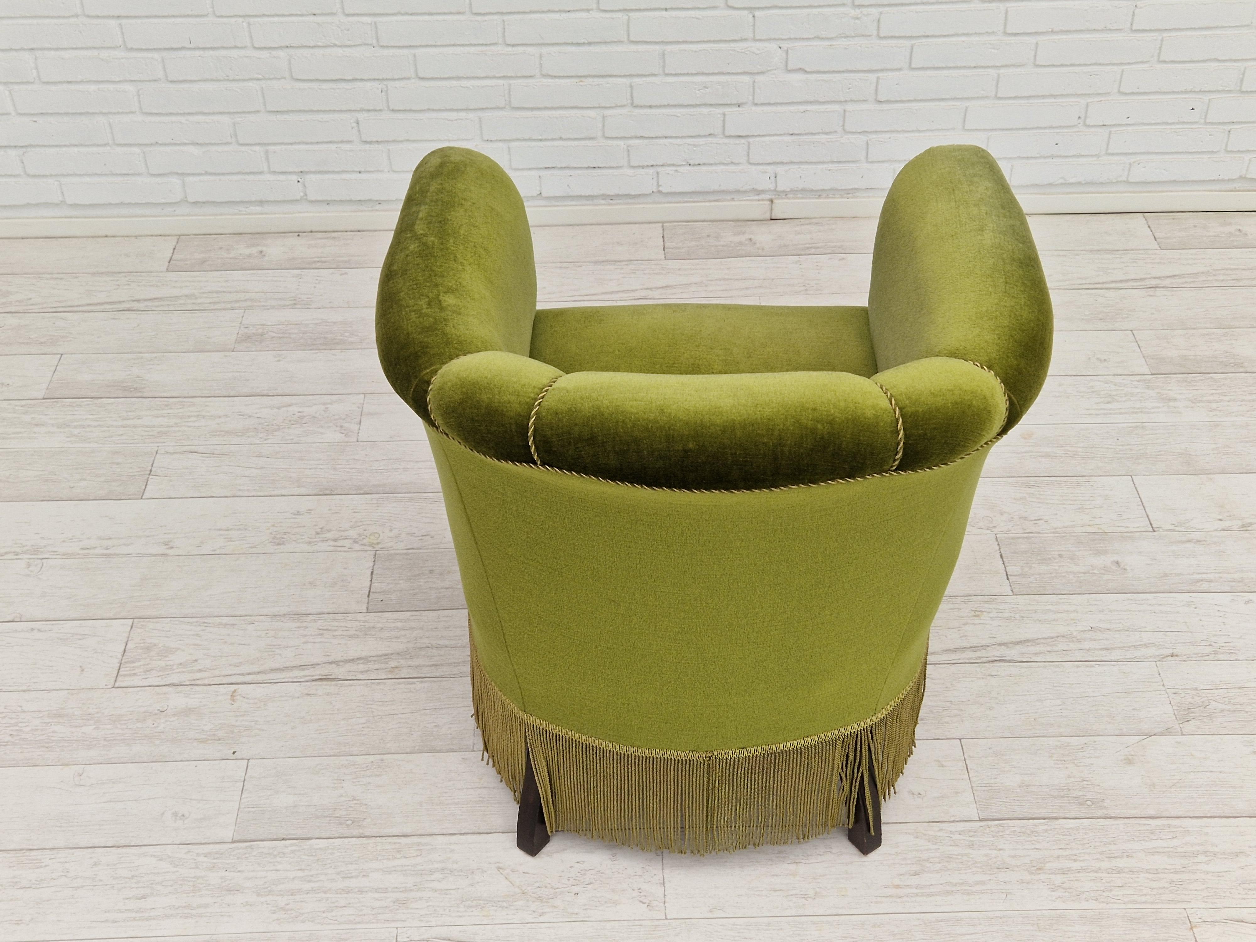 1960s, Danish Velour Chair, Original Condition, Beechwood For Sale 5