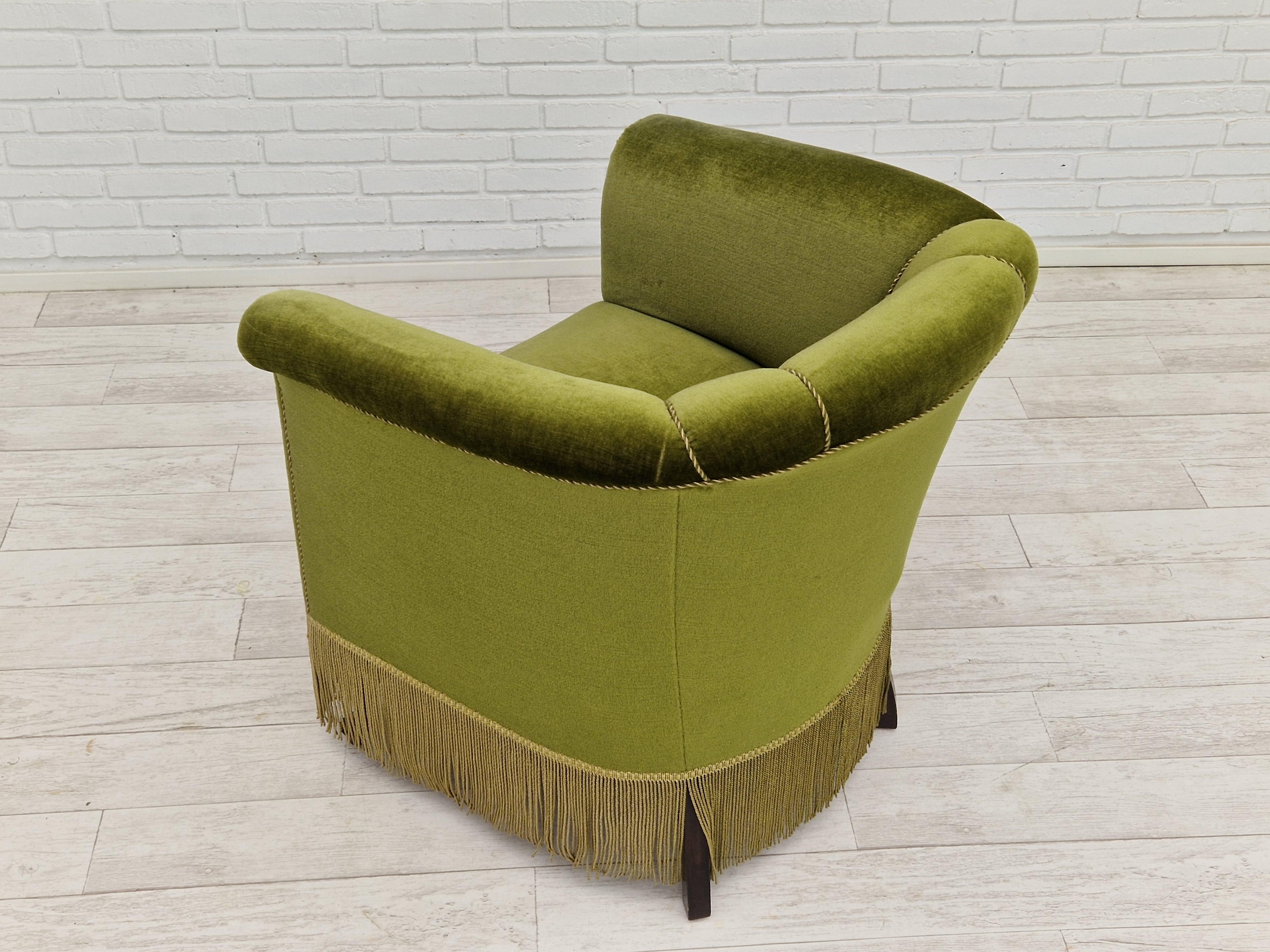 1960s, Danish Velour Chair, Original Condition, Beechwood For Sale 7