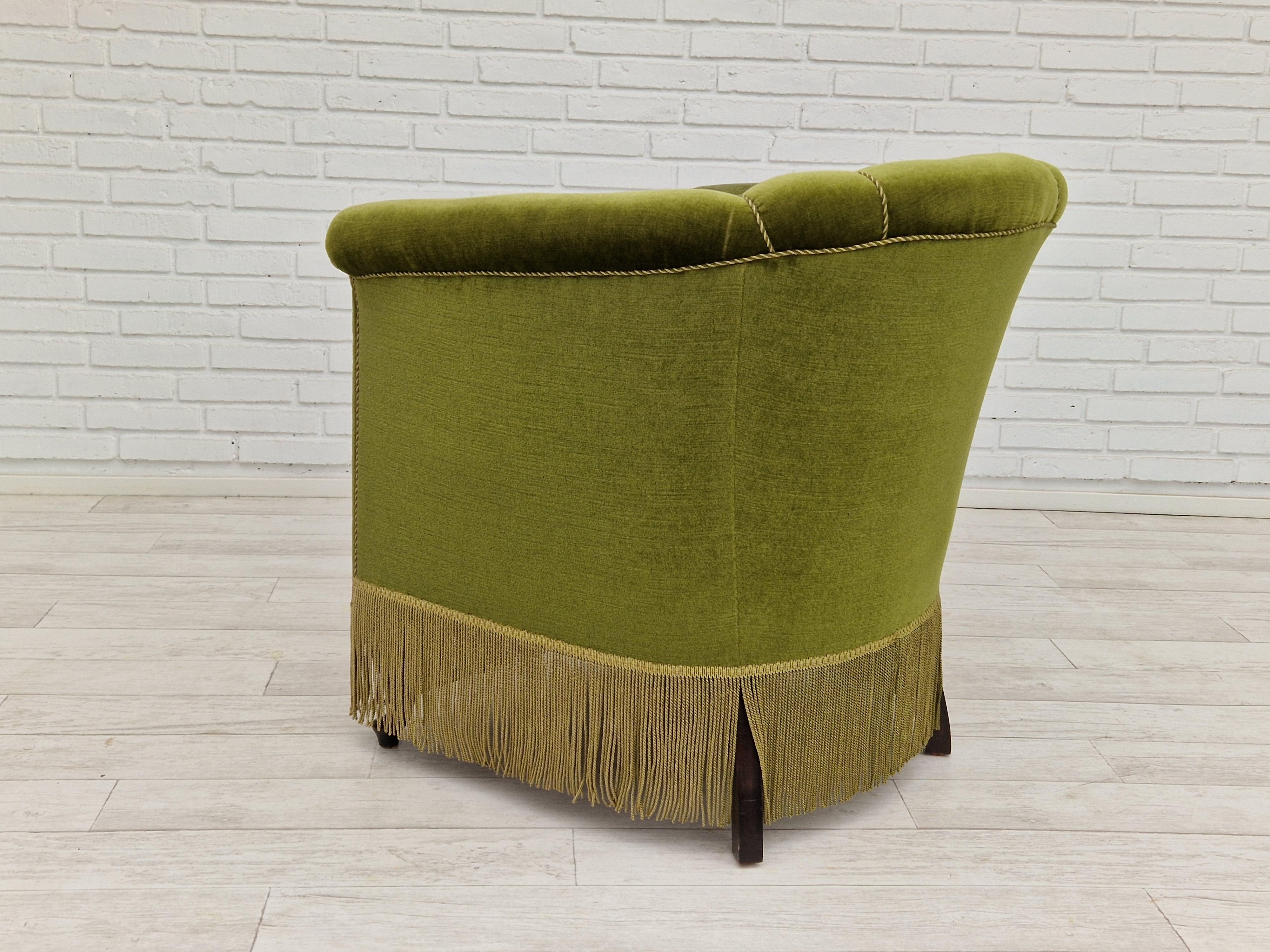 1960s, Danish Velour Chair, Original Condition, Beechwood For Sale 8