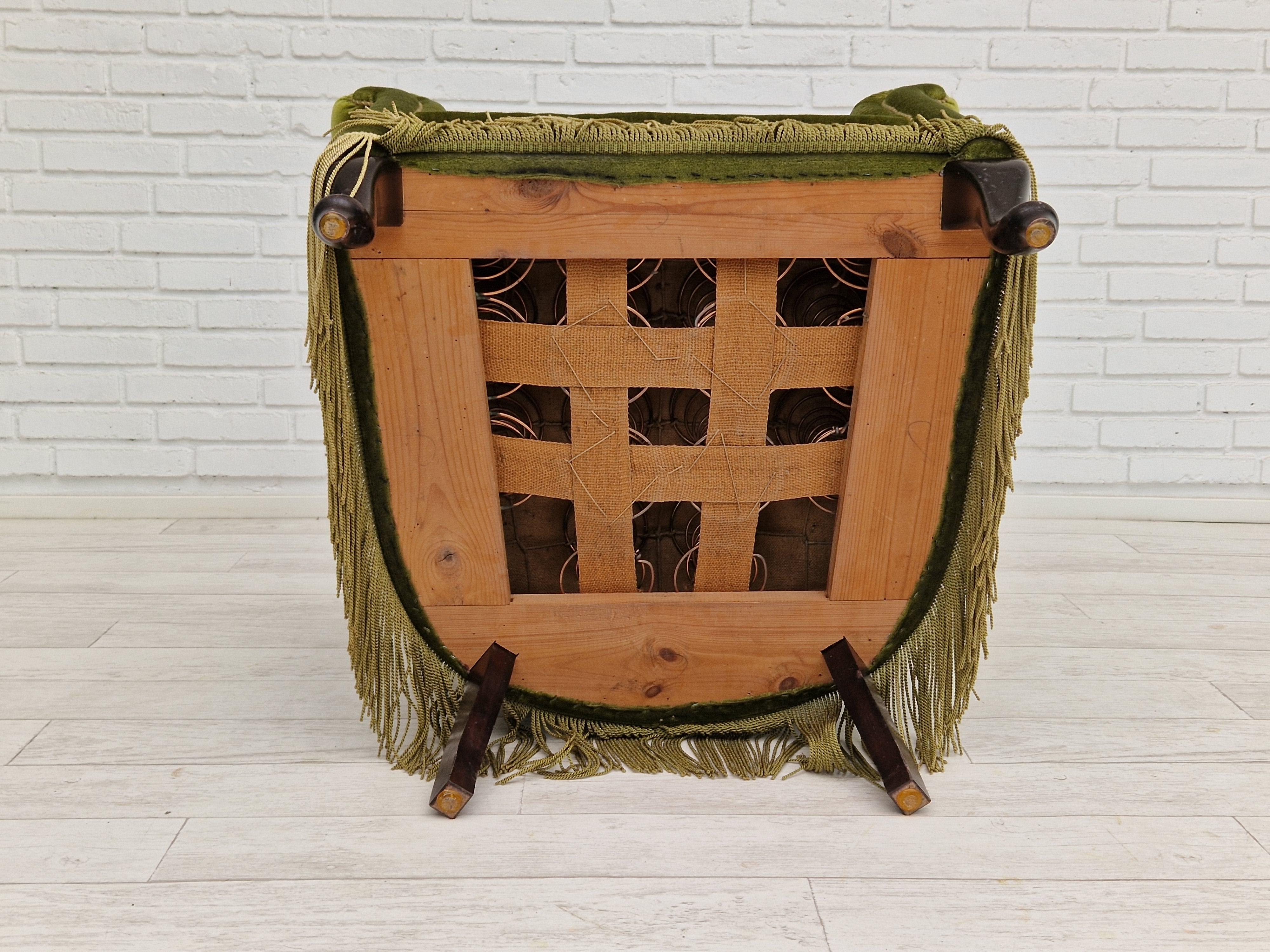 1960s, Danish Velour Chair, Original Condition, Beechwood For Sale 9
