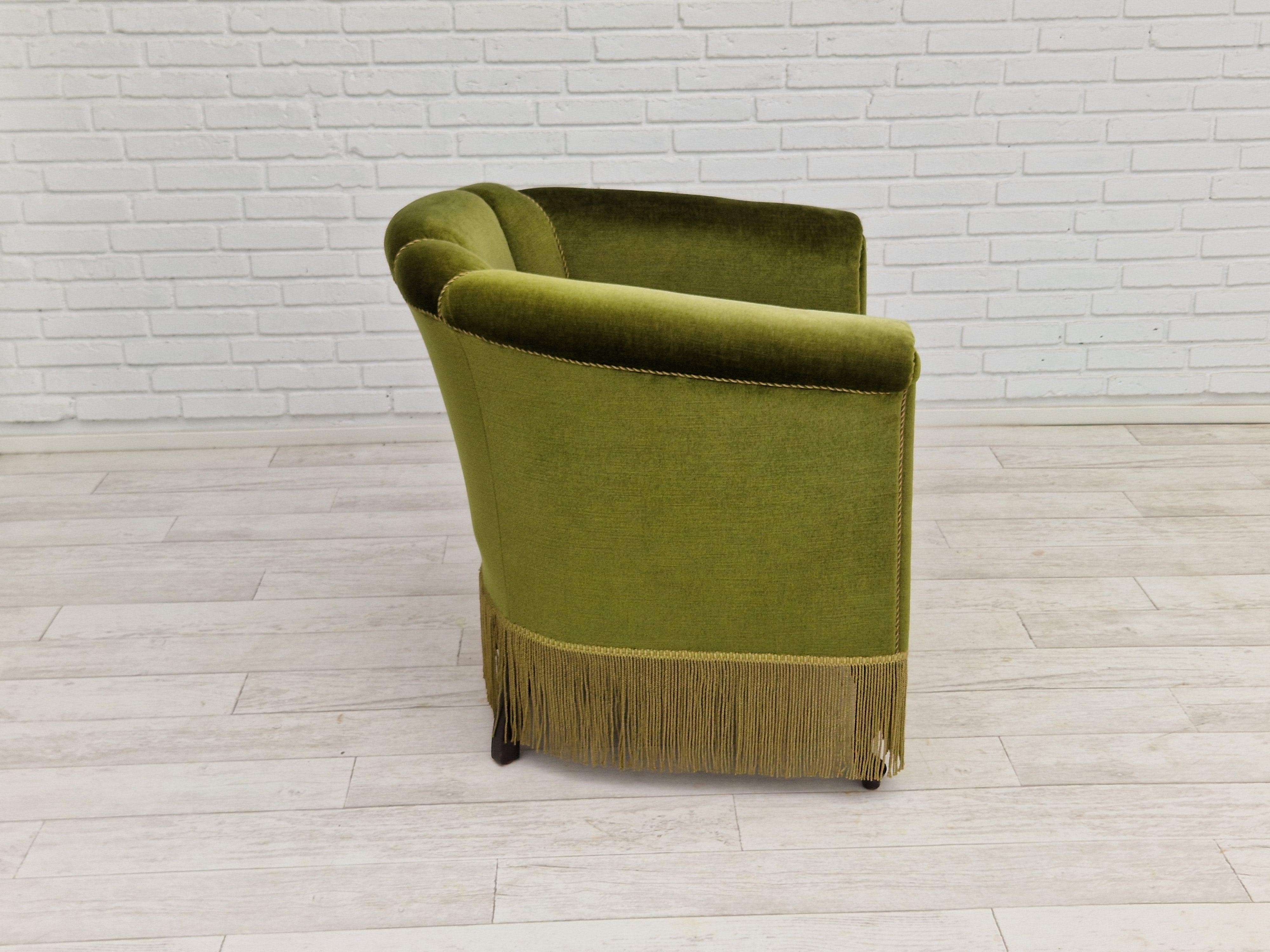 1960s, Danish Velour Chair, Original Condition, Beechwood For Sale 1